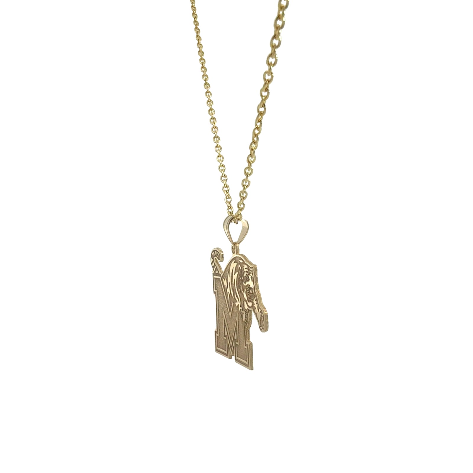 Memphis Tigers 14k Yellow Gold Crest Necklace (Extra Large)