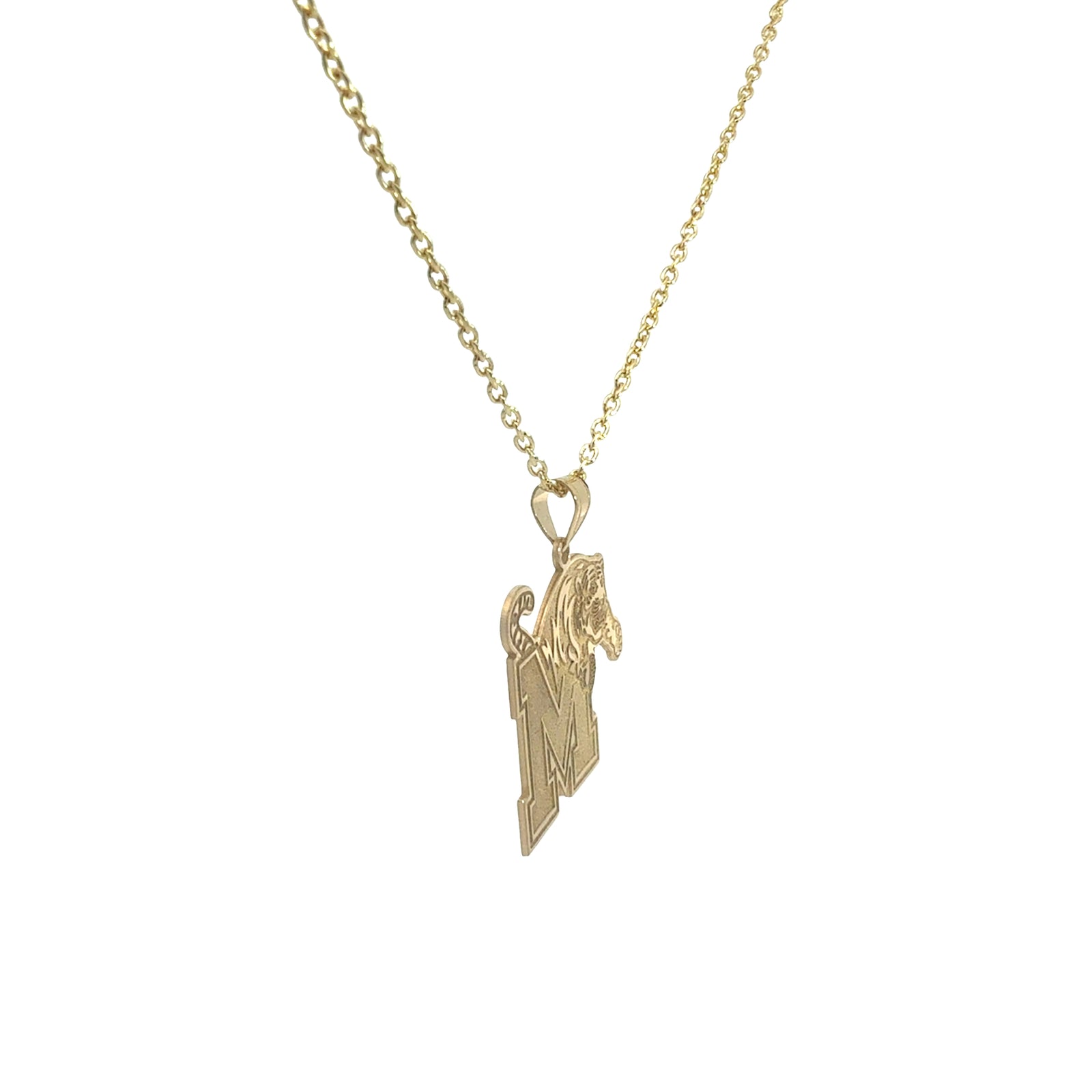 Memphis Tigers 14k Yellow Gold Crest Necklace (Extra Large)