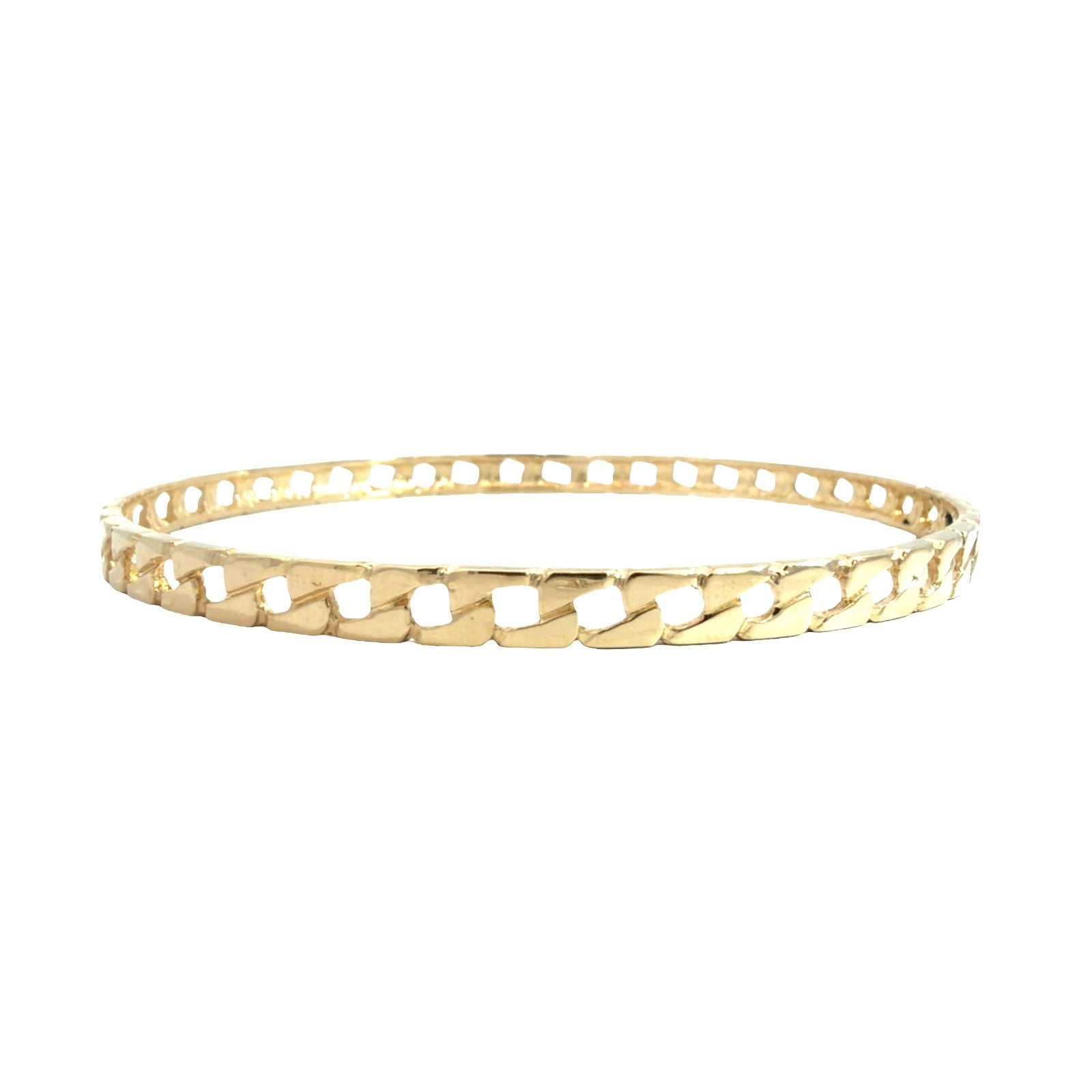14k Yellow Gold Curb Link Style Bangle 8"0