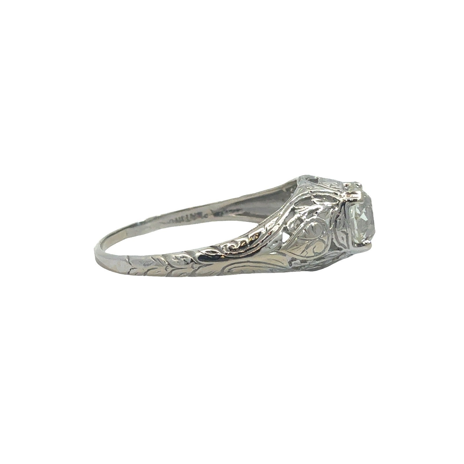 Vintage 14k White Gold Stamped & 0.92ctw Euro Cut Diamond Engagement Ring4