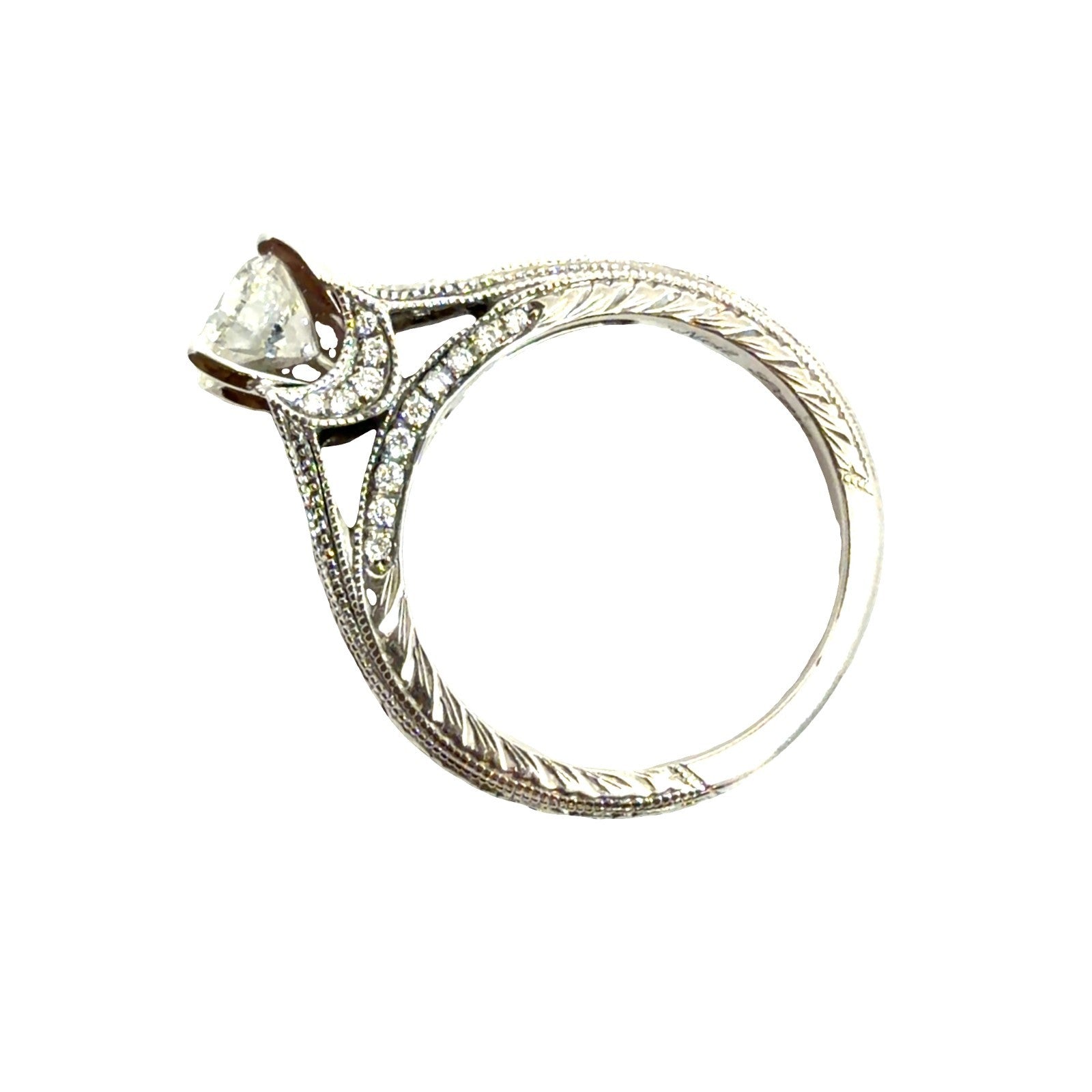 Neil Lane Vintage-Style 14k White Gold Milgrain 1.14cttw Diamond Engagement Ring1