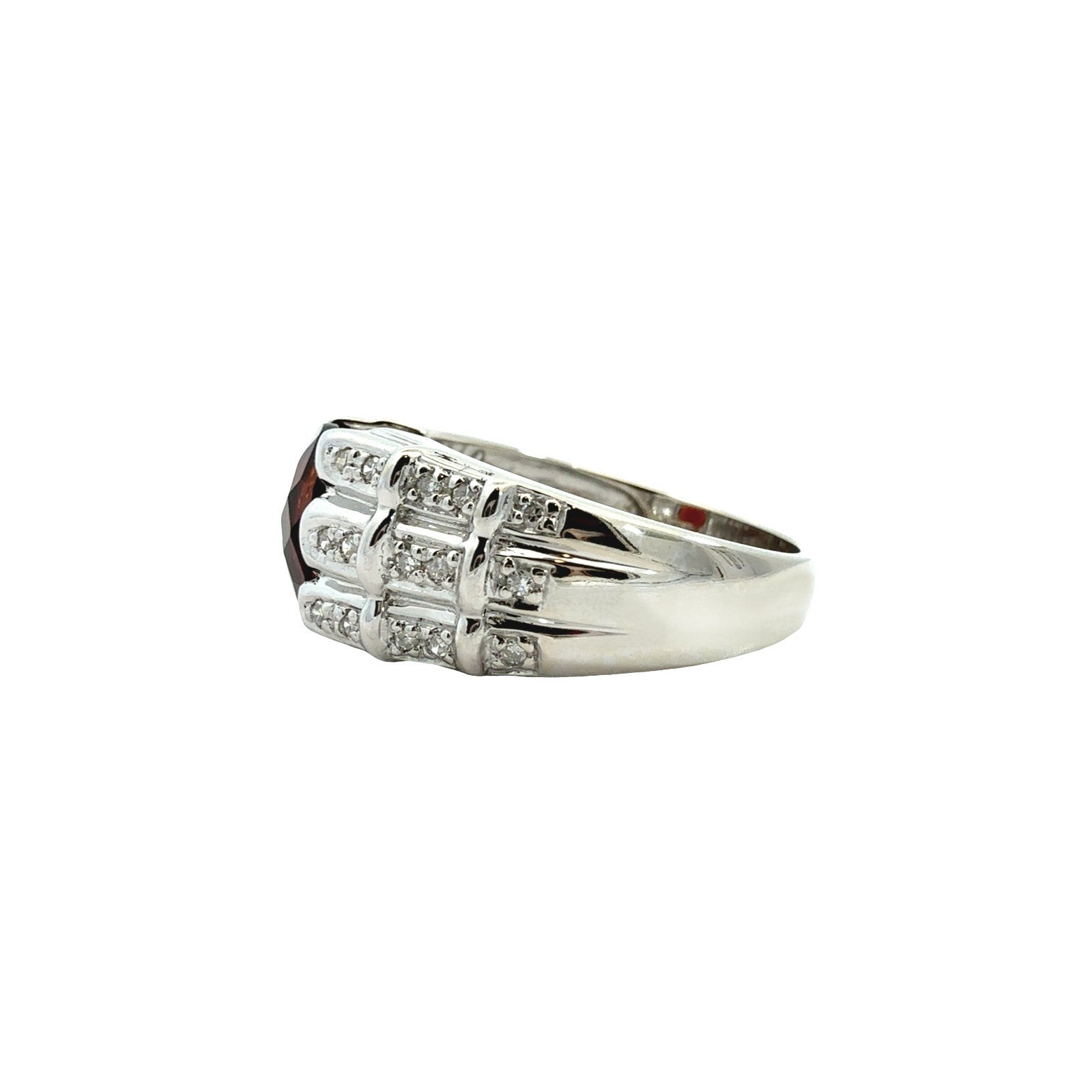 14k White Gold Oval 2.76tcw Garnet and 0.18cttw Diamond Cocktail Ring4
