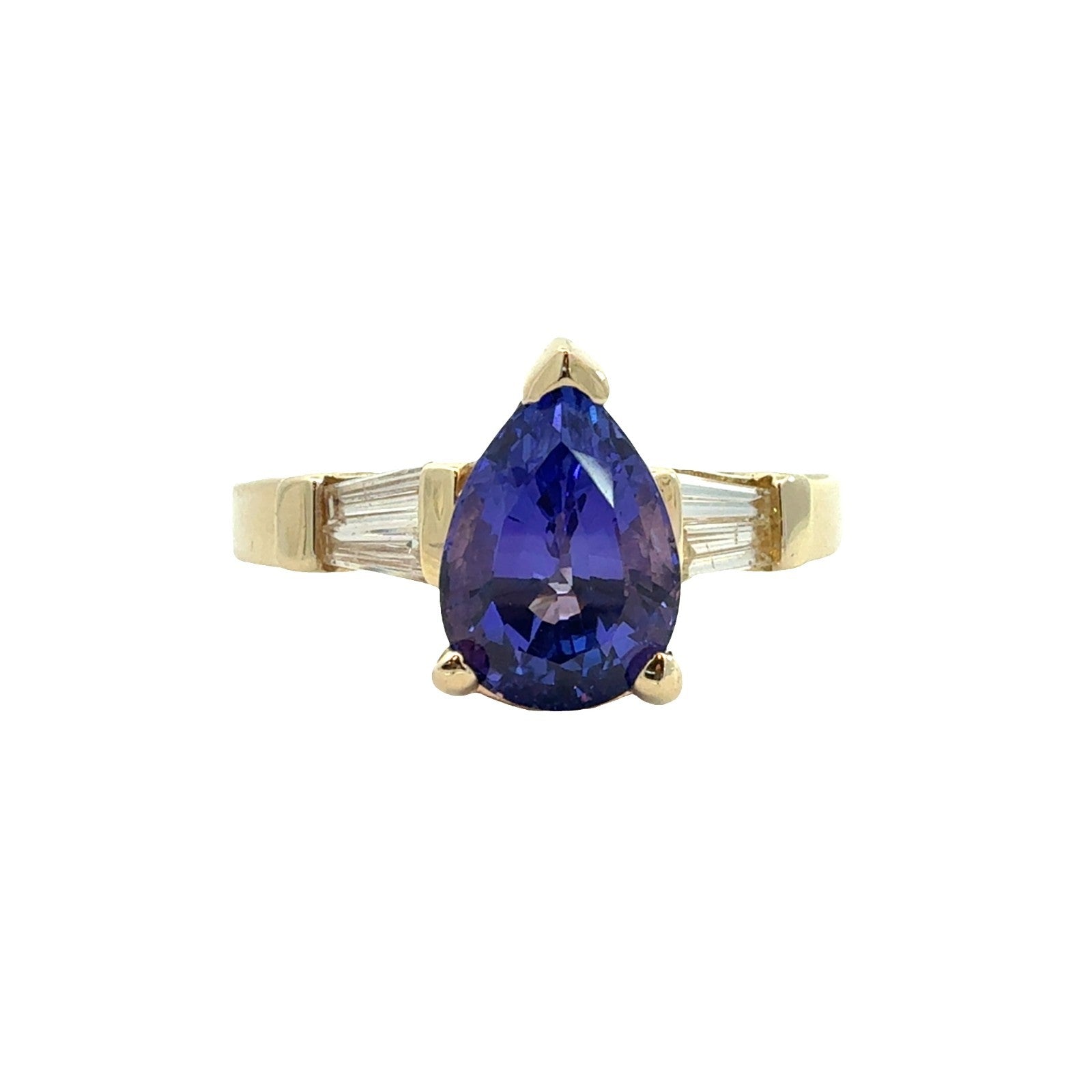 14k Yellow Gold Ring with 1.83ctw Pear Tanzanite and 0.24ctw Diamonds Size 6.50