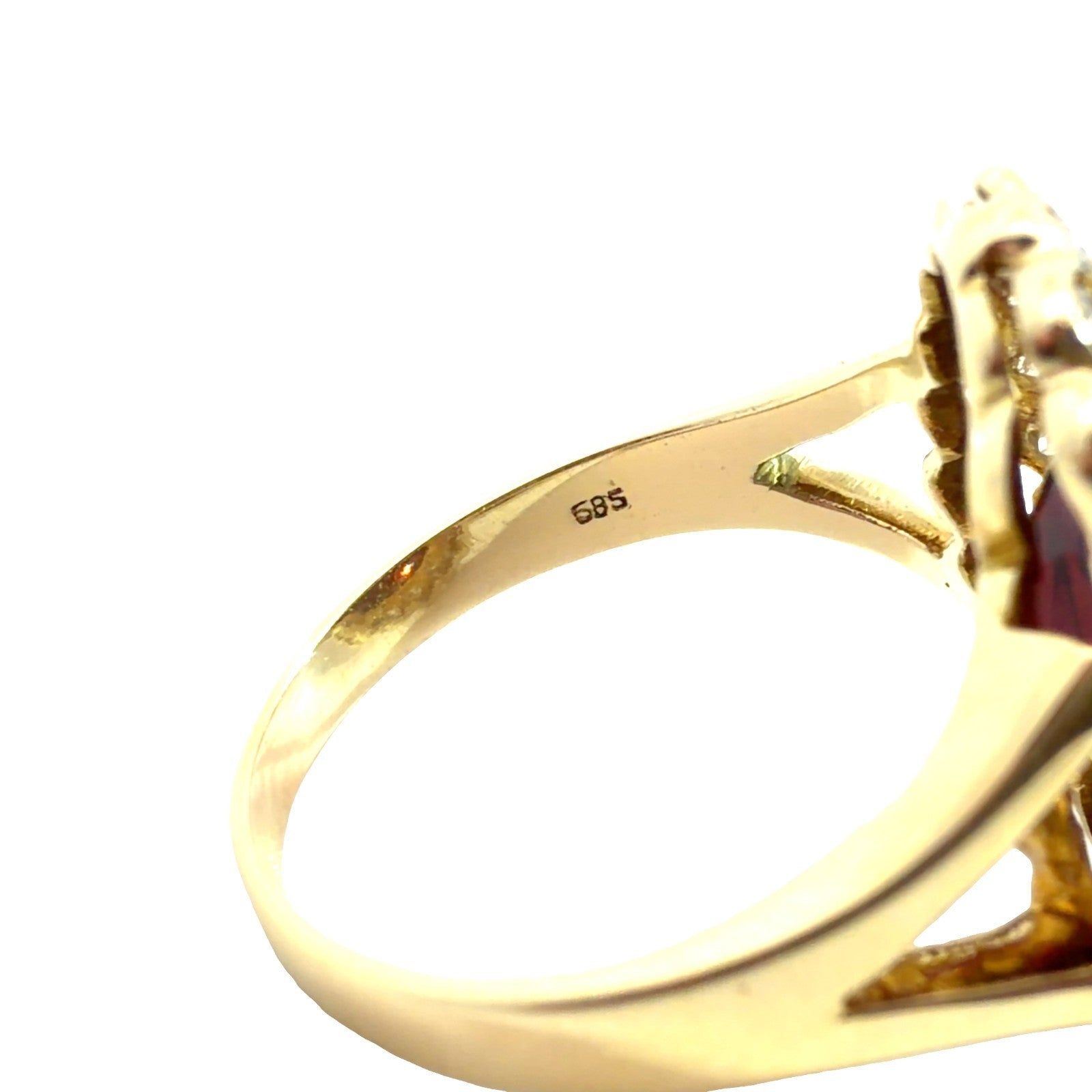 14k Yellow Gold 11.82tcw Garnet & 0.55cttw Diamond Halo Cocktail Ring Size 5.56