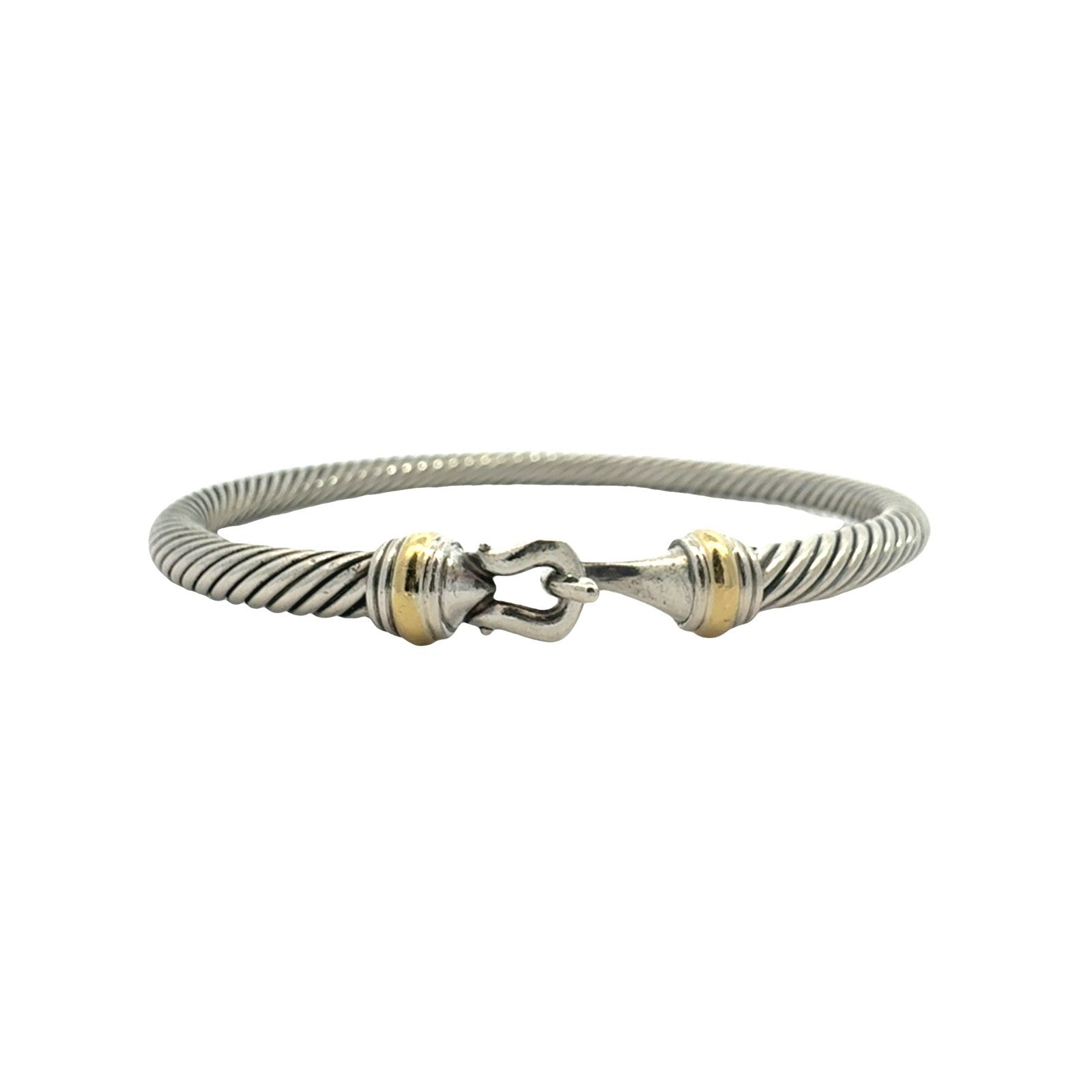 David Yurman Sterling Silver 18k Yellow Gold Buckle Classic Cable Bracelet 1