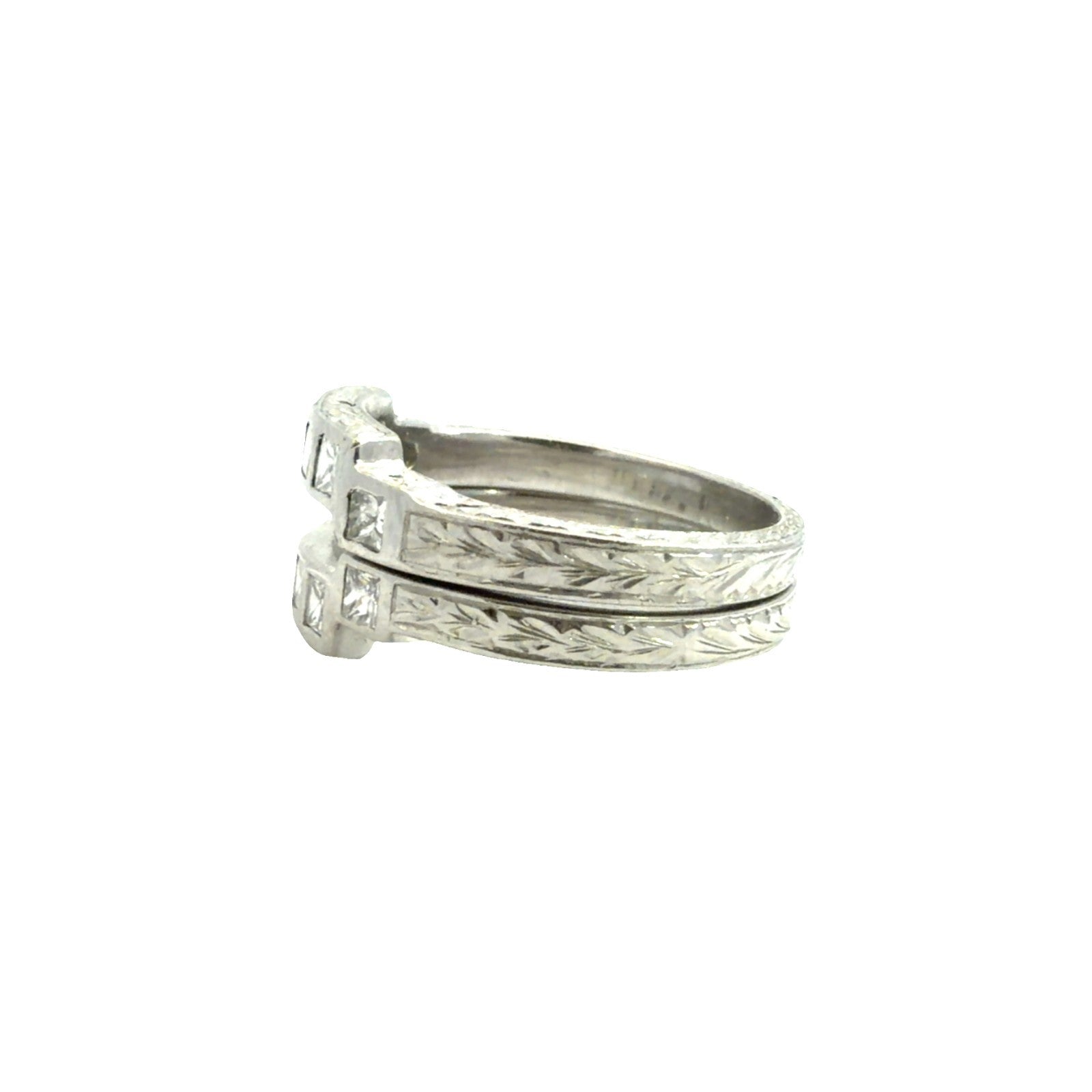 Platinum Bezel Set Princess Cut 0.48cttw Diamond Bands Size 5.53