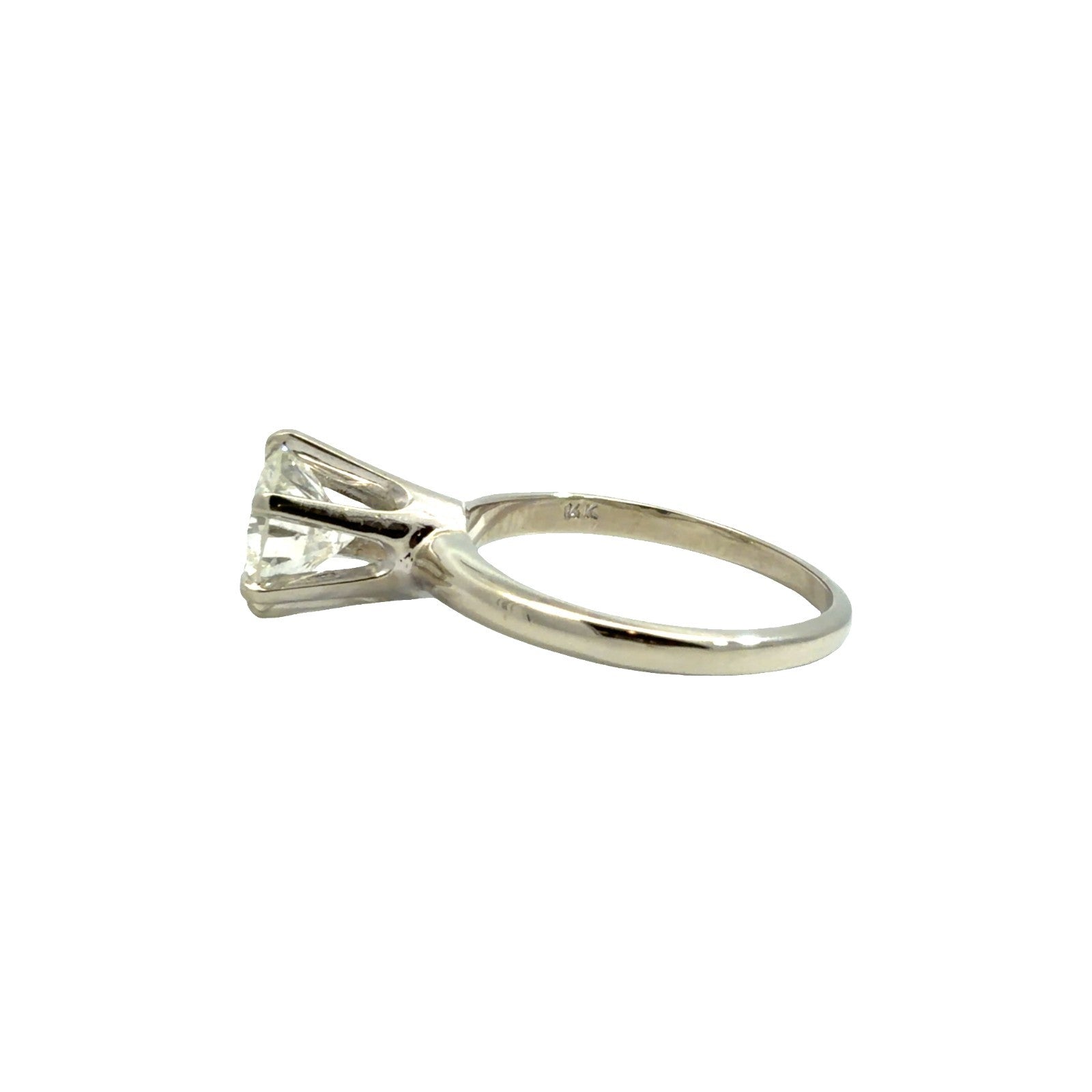 14k White Gold Stamped Solitaire 1.60cttw Diamond Ring Size 5.753
