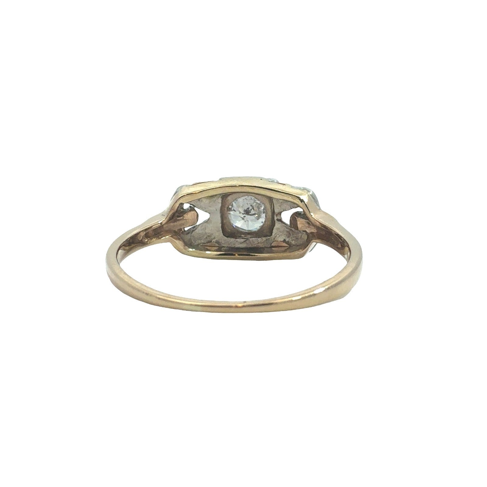 Vintage 14k Yellow Gold Stamped Two-Toned 0.38ctw Diamond Engagement Ring Size 73