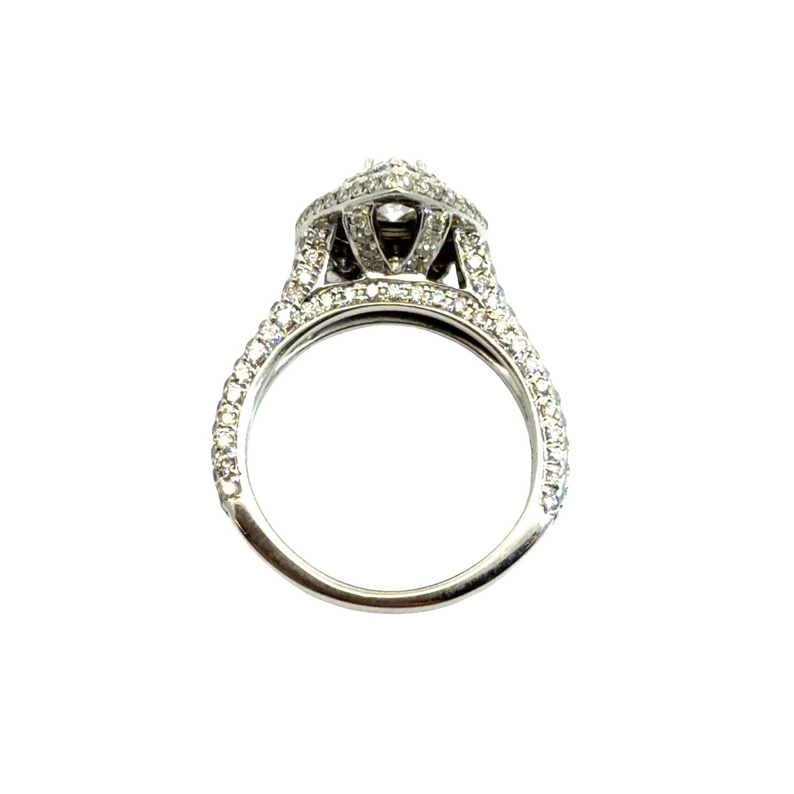 14k White Gold 2.64ctw(0.55ctw) Pear Diamond Halo Engagement Ring Set Size 5.755