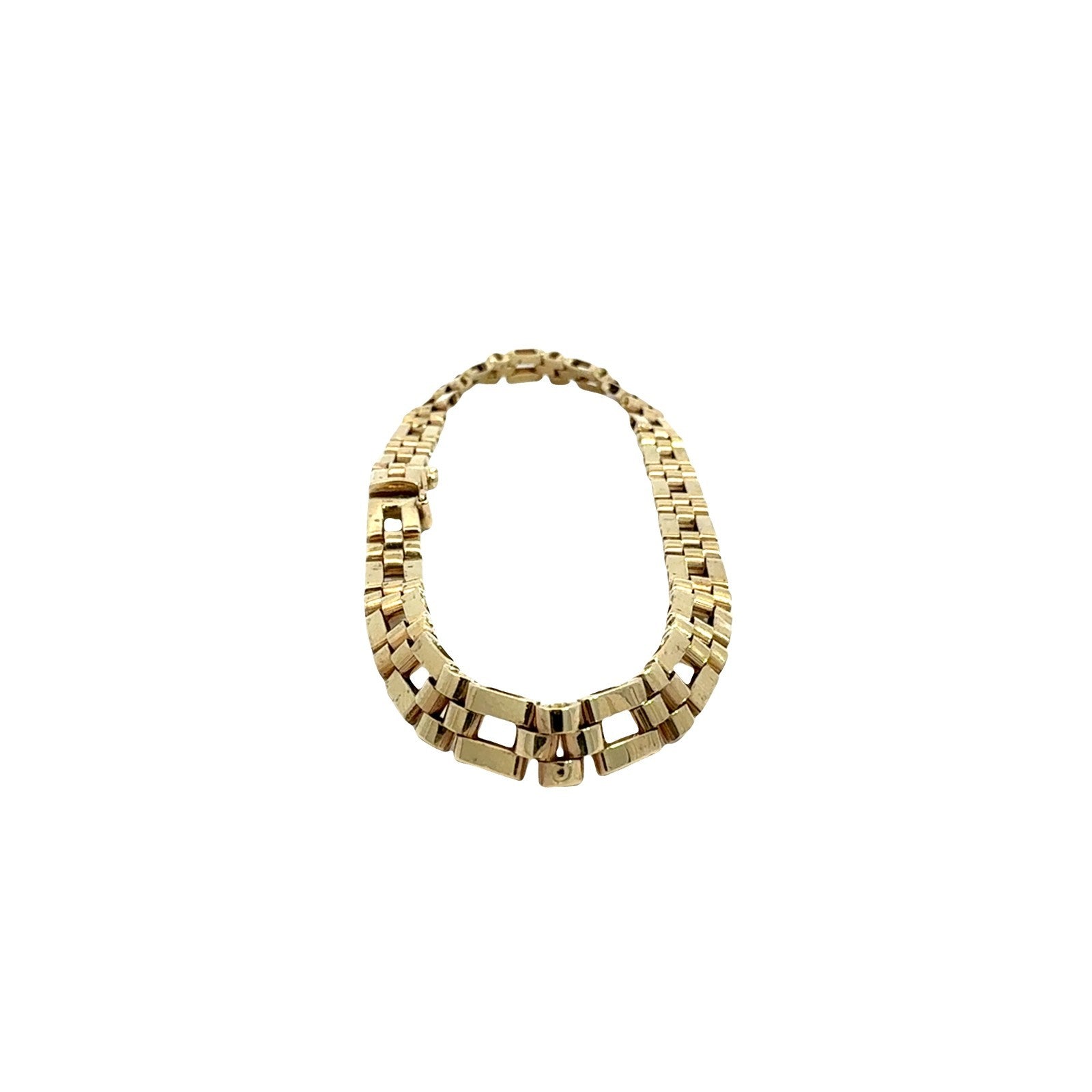 14k Yellow Gold Men's Interlocking Link Chain Bracelet3