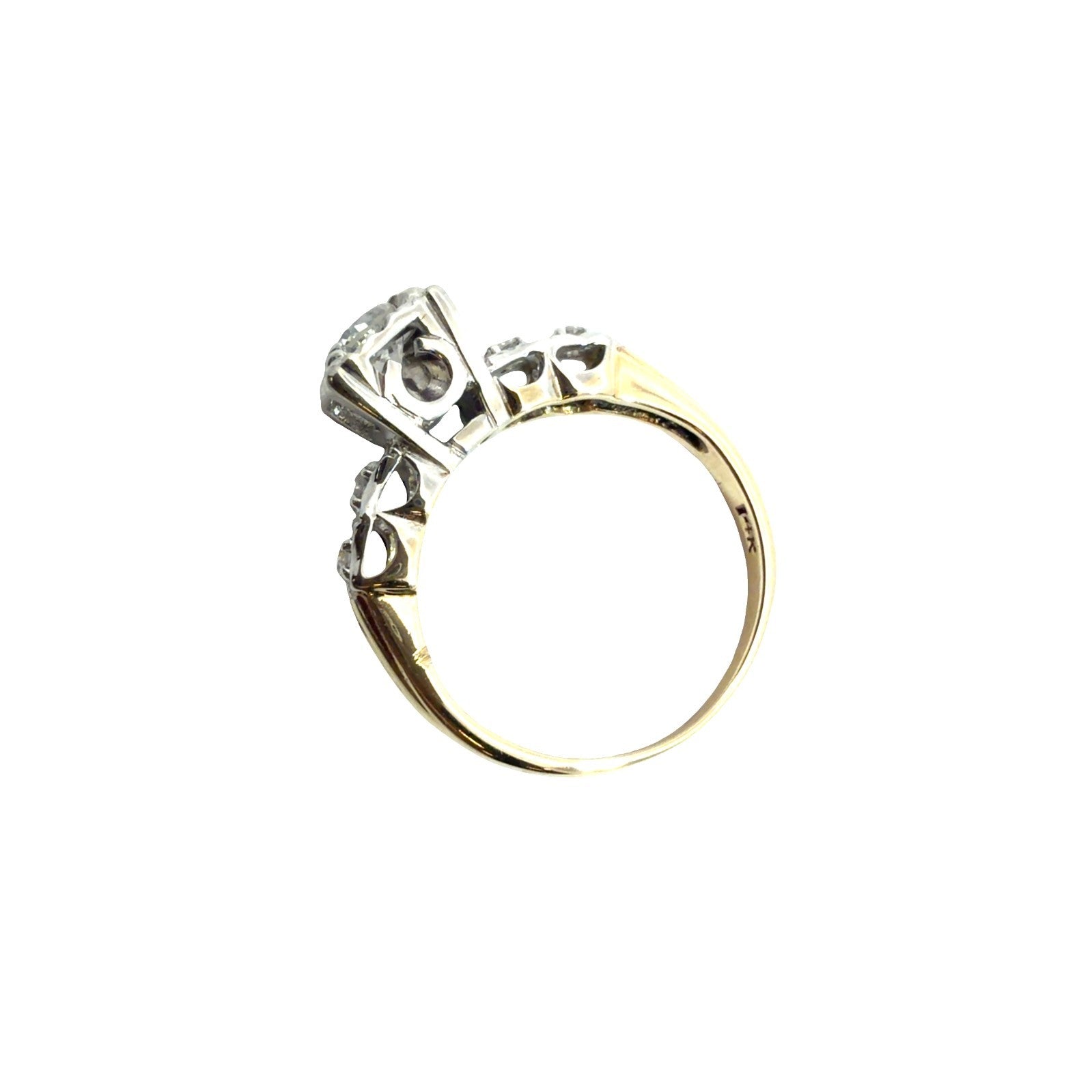 Vintage Stamped 14k Multi-Tone Gold 0.40cttw Illusion Set Diamond Ring Size 4.751