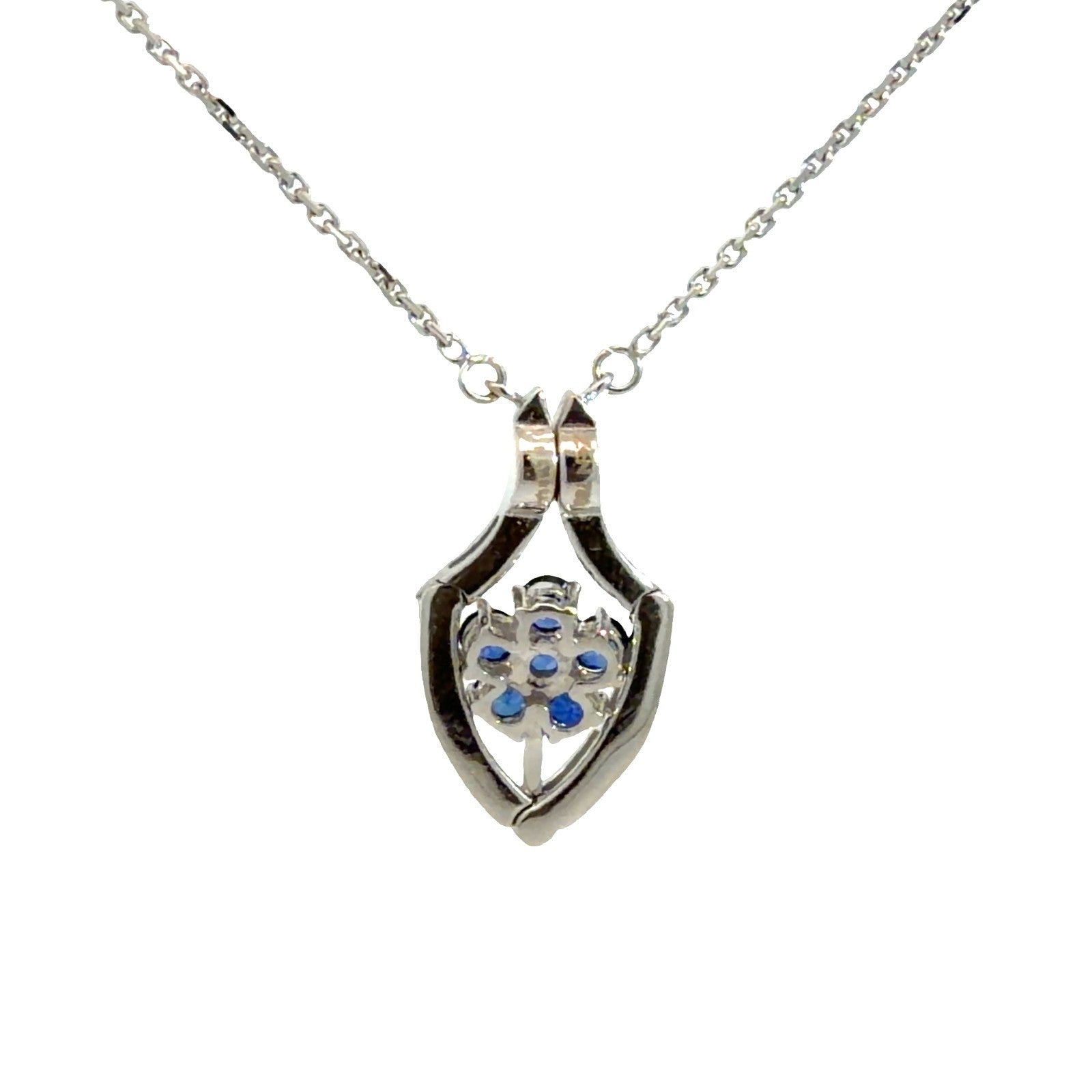 18k WG 0.16ctw Diamond & 0.83ctw Sapphire Floral Convertible Pendant Necklace3