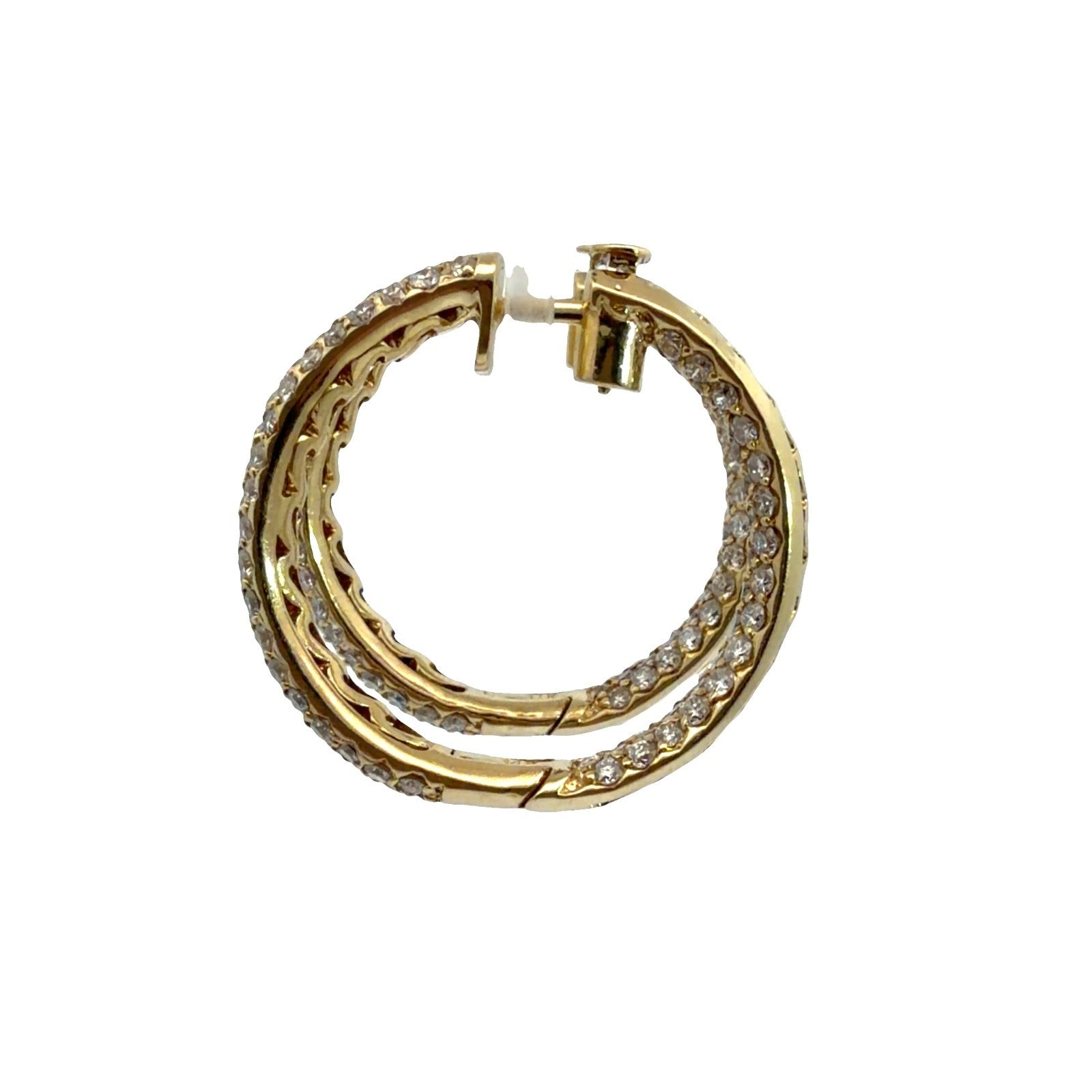 14k Yellow Gold Inside Out 3.89ctw Diamond Hoop Earrings2