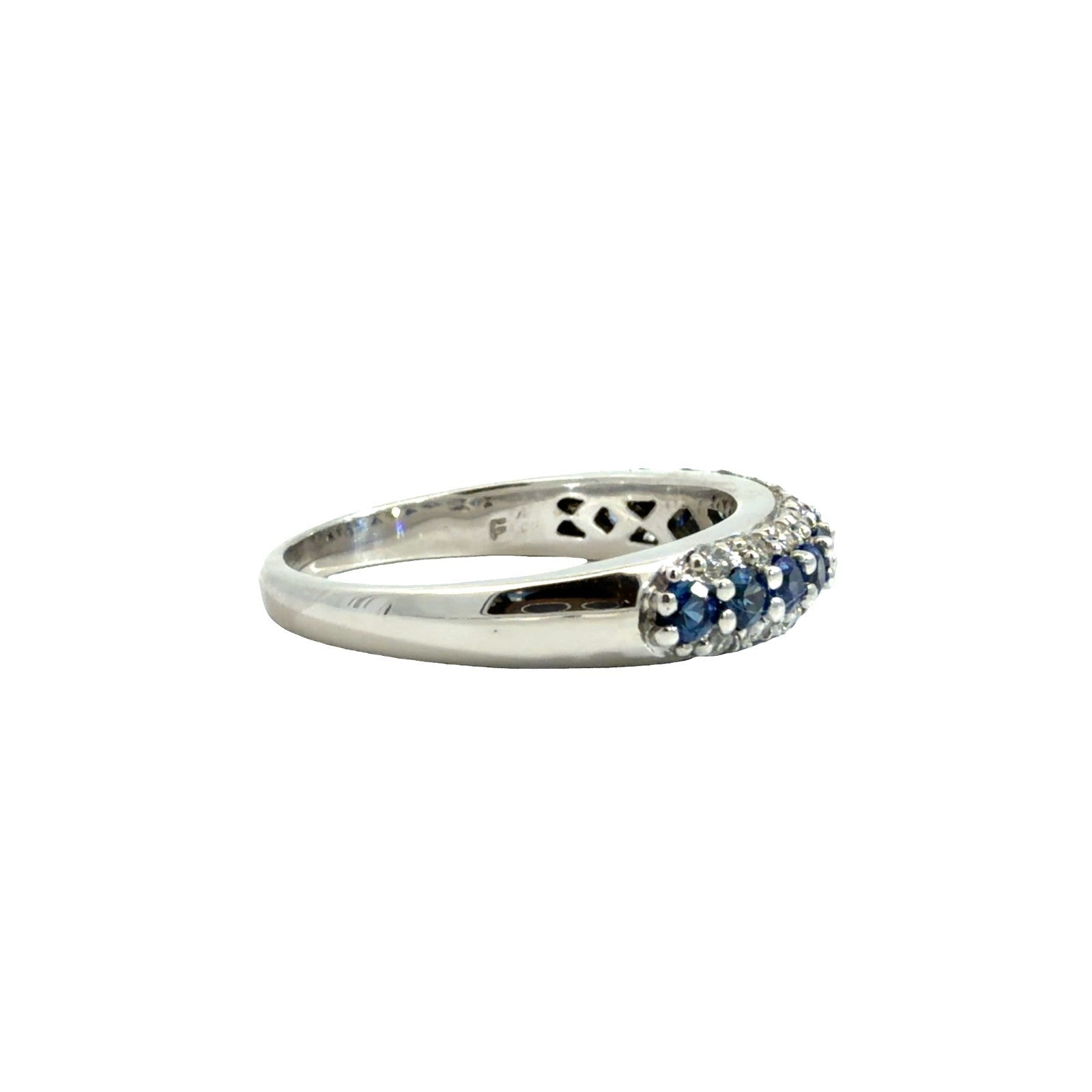 14k White Gold 0.55cttw Sapphire & 0.25cttw Diamond Band Ring Size 71