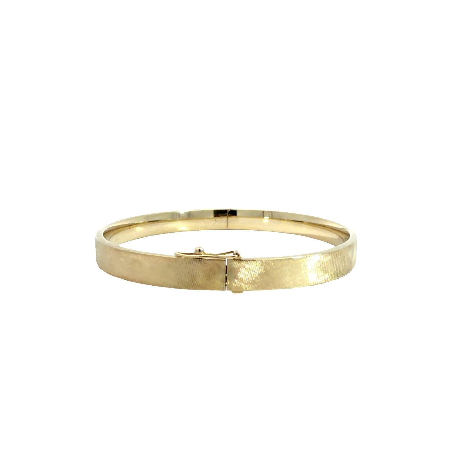 13k Yellow Gold Textured Hinged Bangle Bracelet 6.5"4