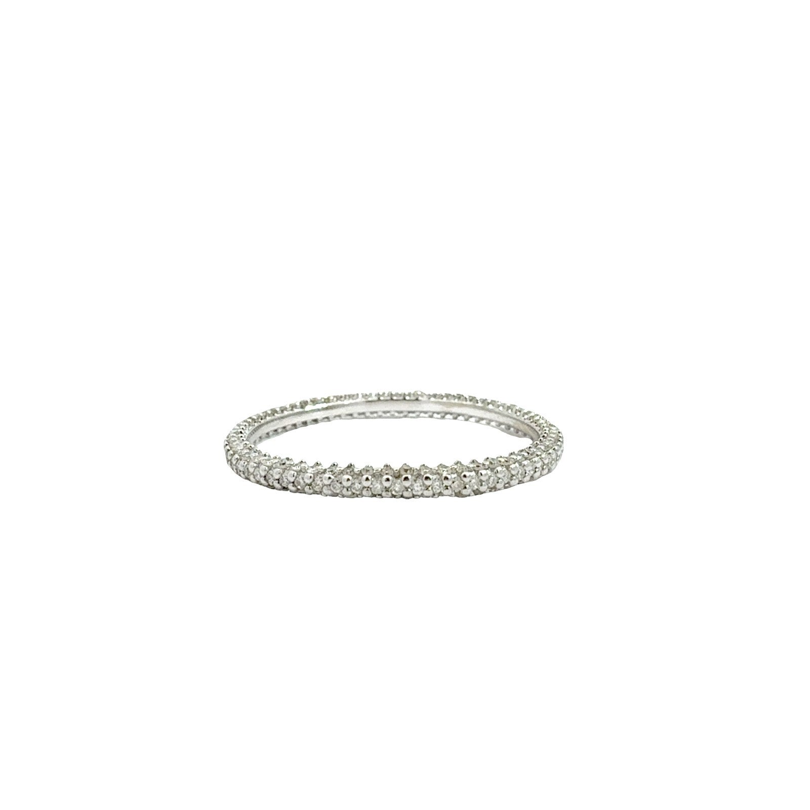 14k White Gold Pavé 0.68cttw Diamond Eternity Wedding Band2