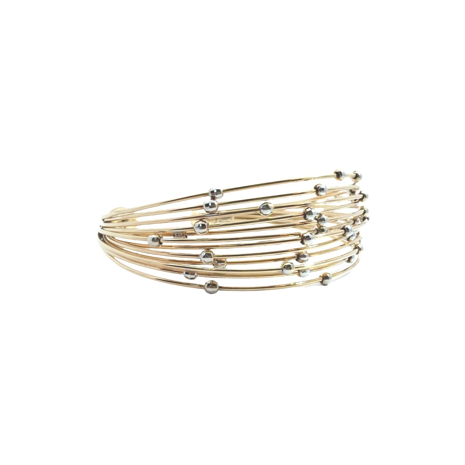 18k Multi-Tone Gold Multi-Strand Beaded Cuff Bracelet 7.25"1