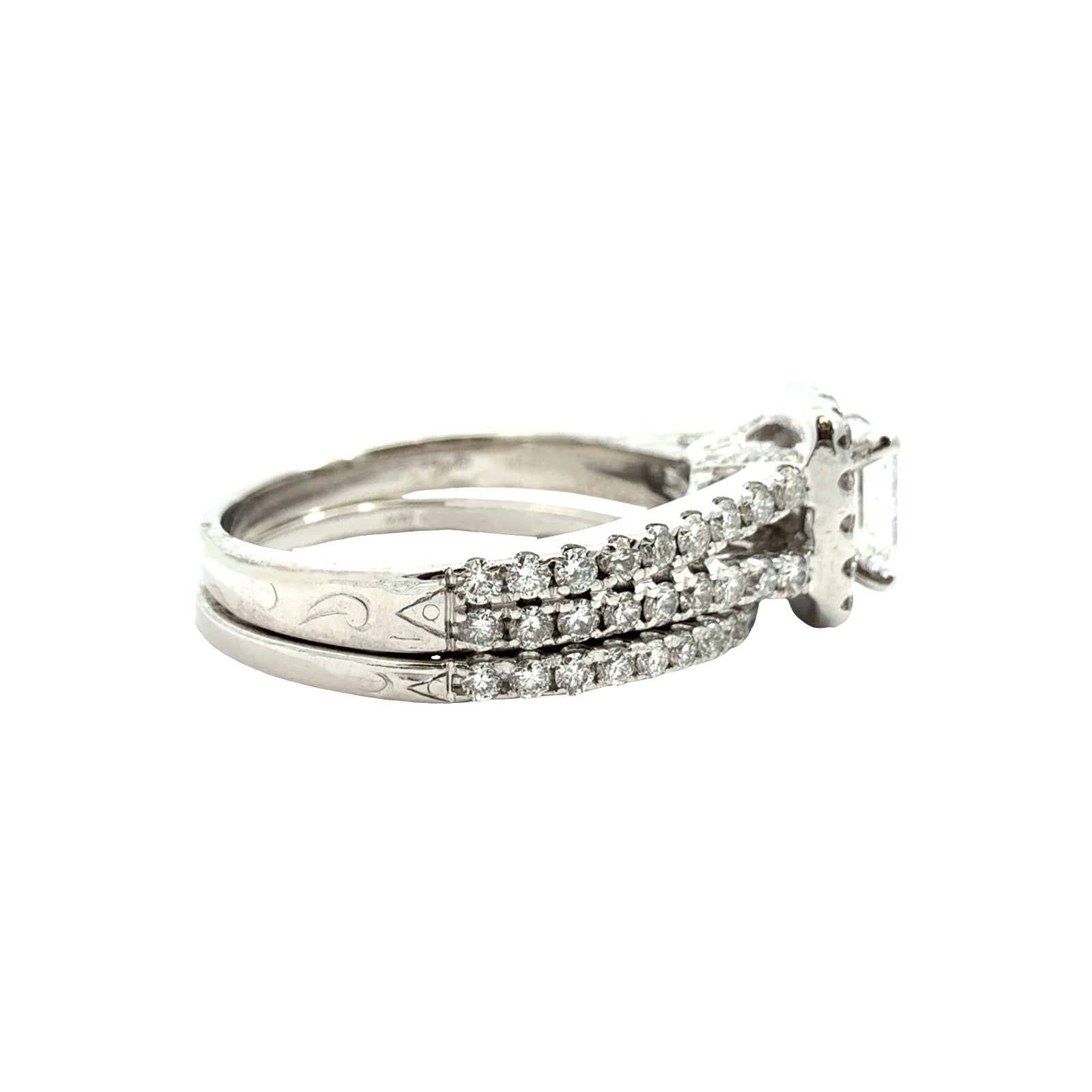 Estate Neil Lane 14k White Gold Emerald Cut 1.78cttw Diamond Halo Bridal Set4
