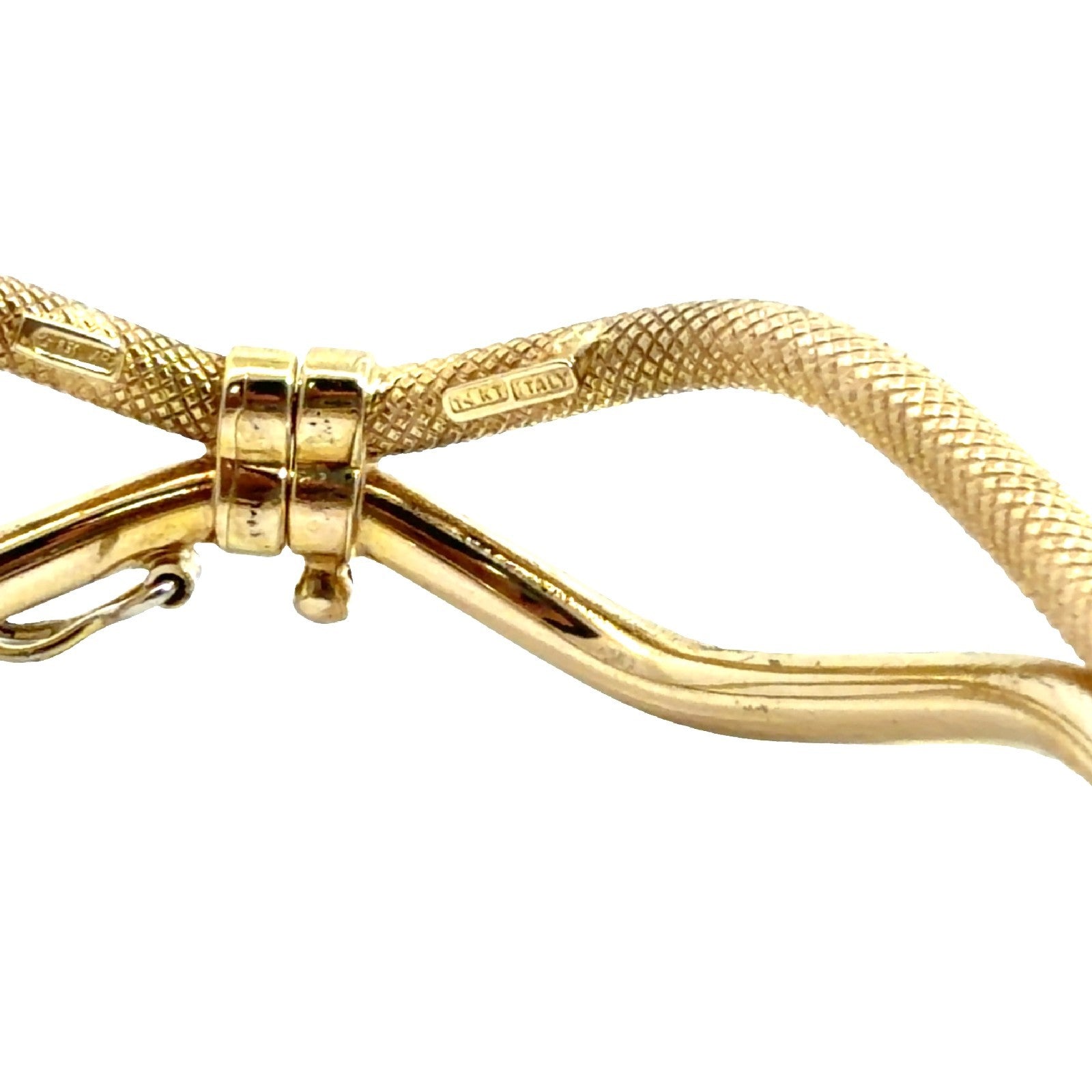 Estate 14k Yellow Gold Textured/Polished Double Wave Hinged Bangle5