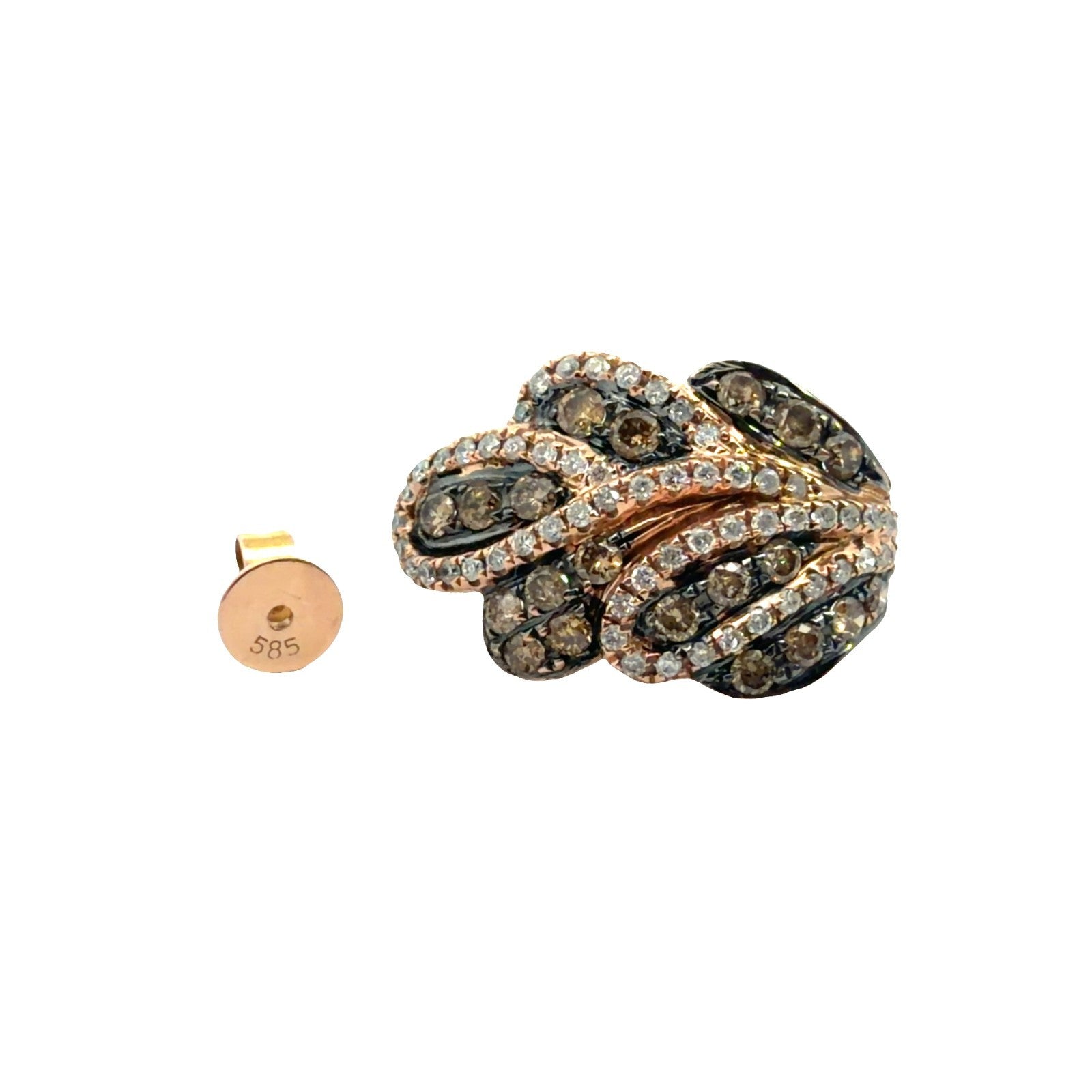 14k Rose Gold 1.39ctw Chocolate and White Diamond Earrings5