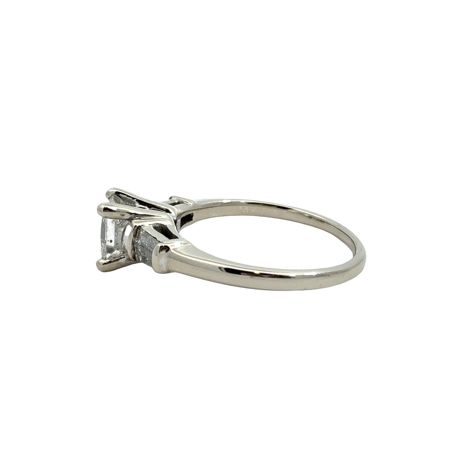 14k White Gold Princess & Baguette Three-Stone 1.17cttw Diamond Engagement Ring4
