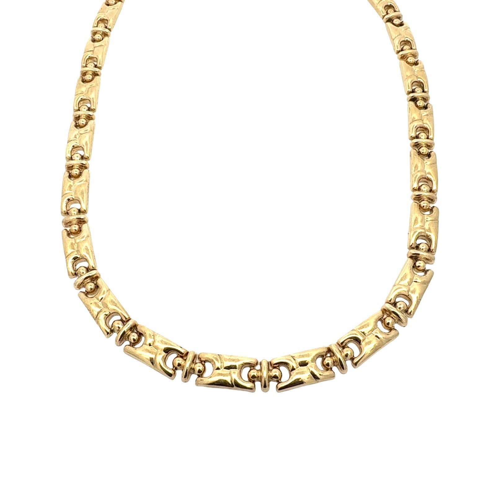 14k Yellow Gold Geometric Link Chain Necklace1