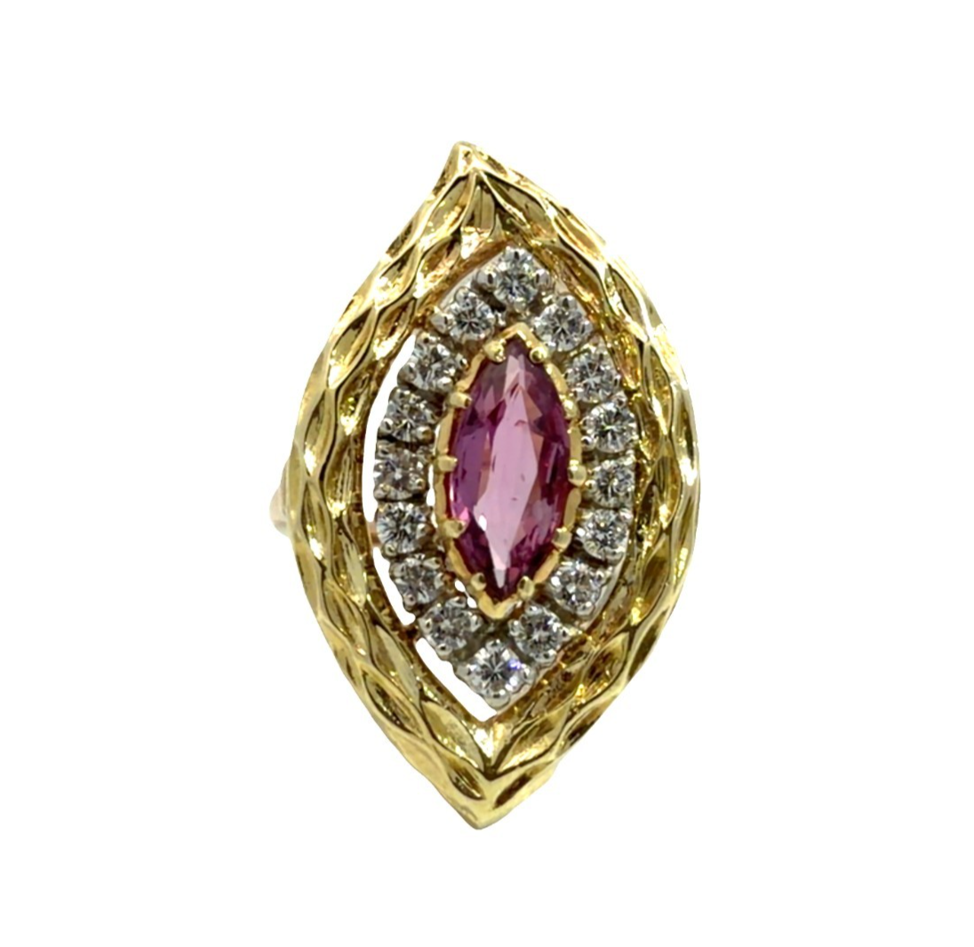 Stamped 14k Yellow Gold 1.00ctw Pink Sapphire 0.48ctw Diamond Ring0