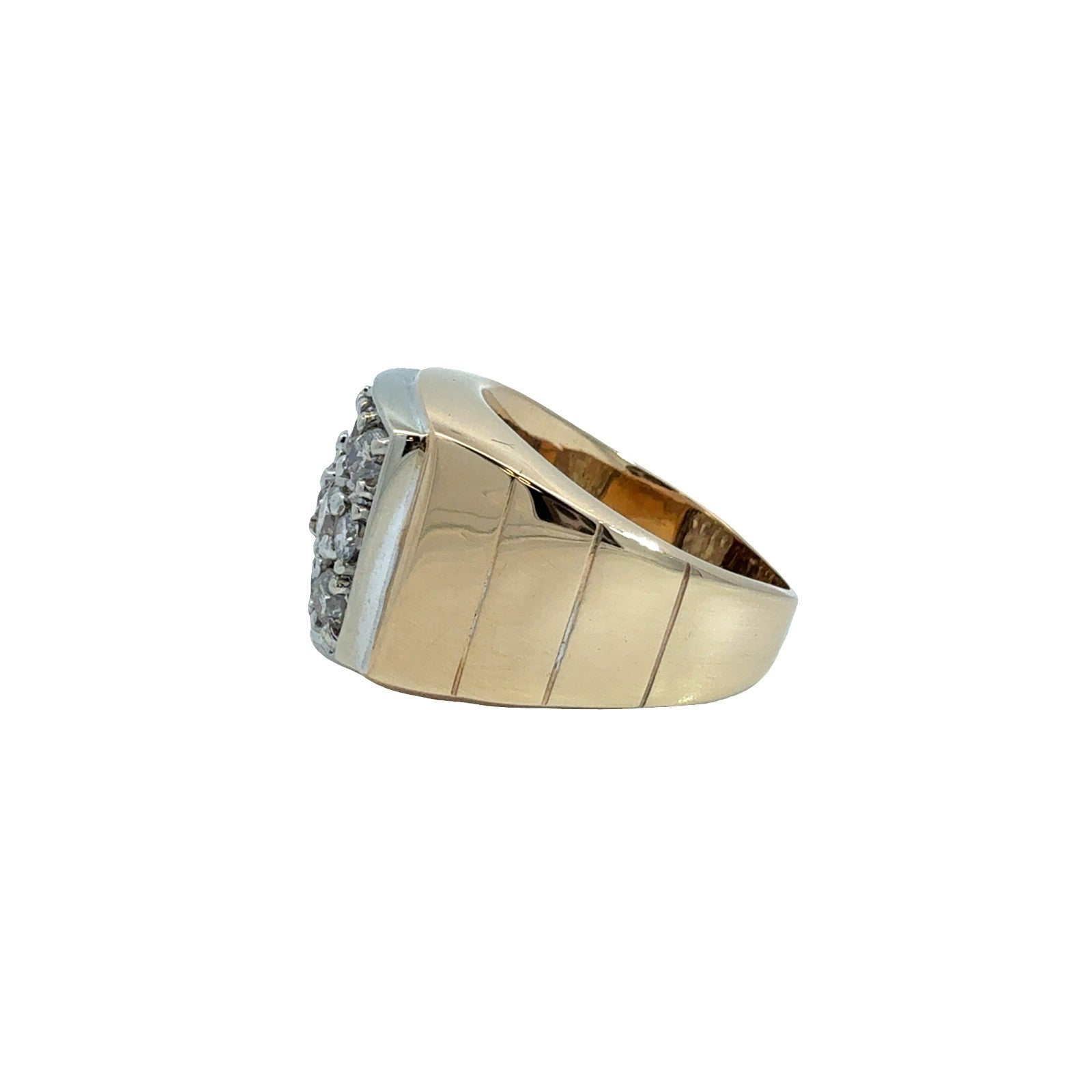 14k Yellow Gold Two Toned 1.80ctw (0.25ctw) Diamond Cluster Cocktail Ring Size 82