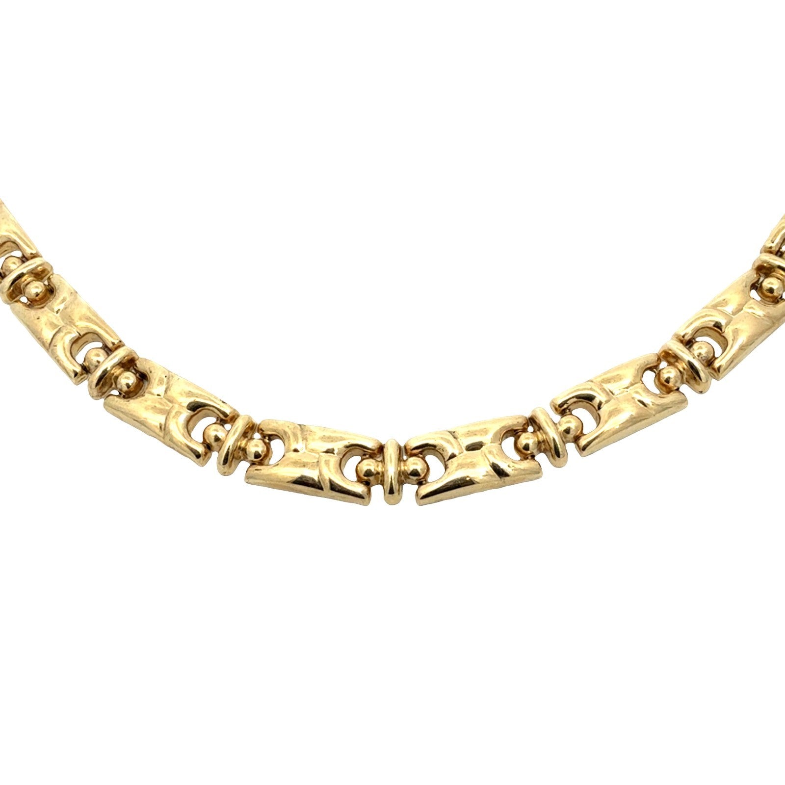 14k Yellow Gold Geometric Link Chain Necklace0