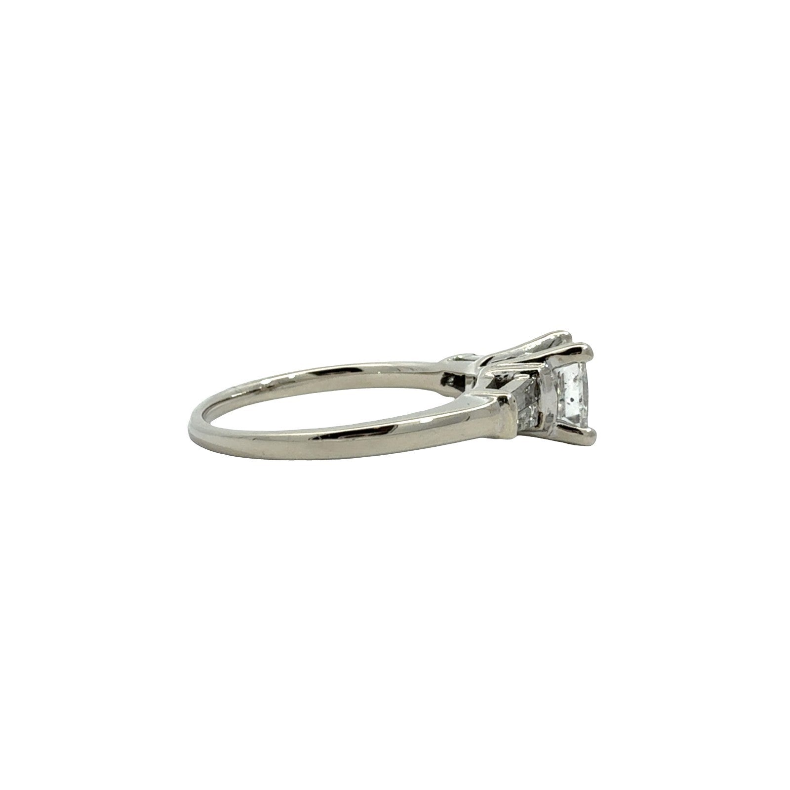 14k White Gold Princess & Baguette Three-Stone 1.17cttw Diamond Engagement Ring2