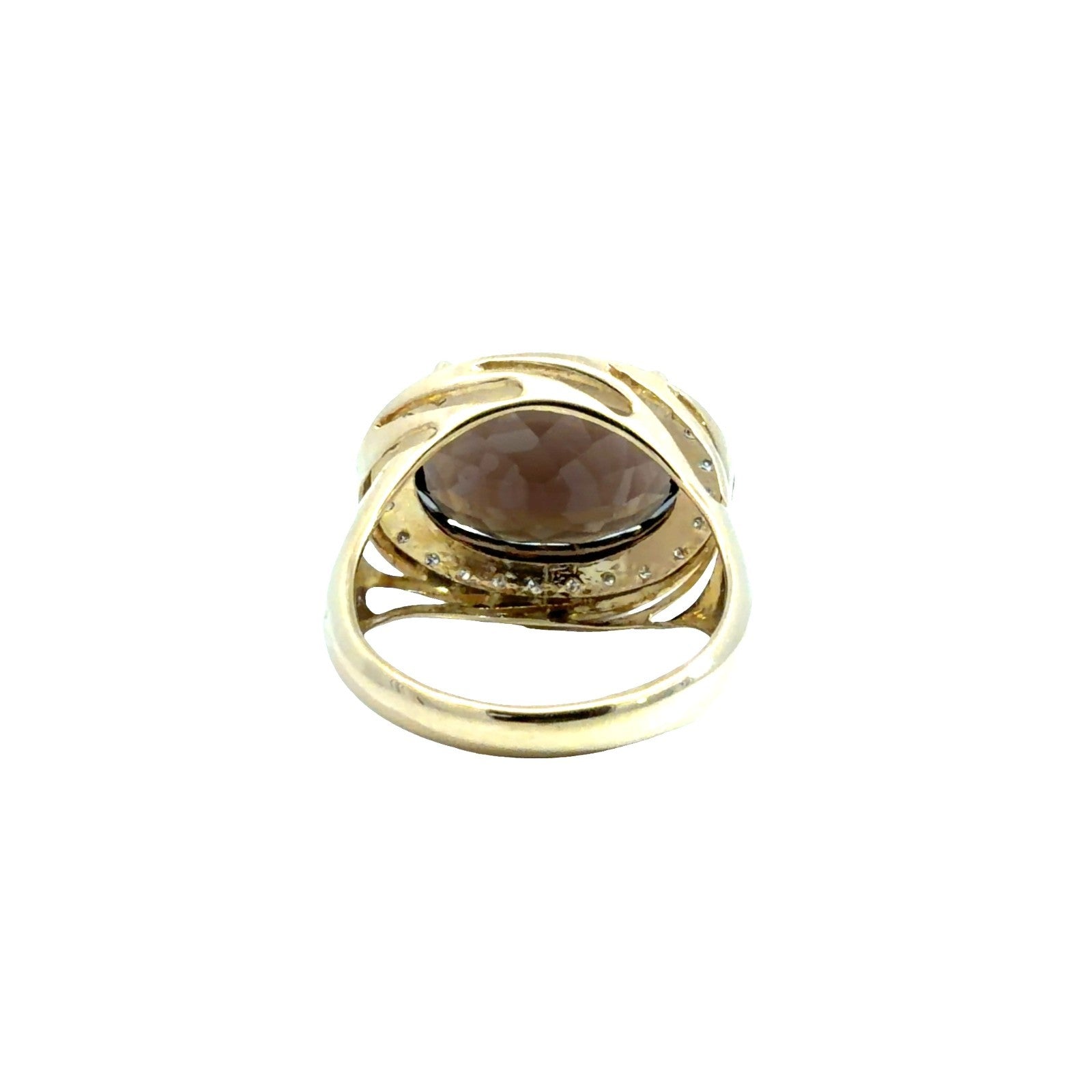 14k Yellow Gold 8.70tcw Oval Smoky Quartz & 0.13cttw Diamond Halo Cocktail Ring2