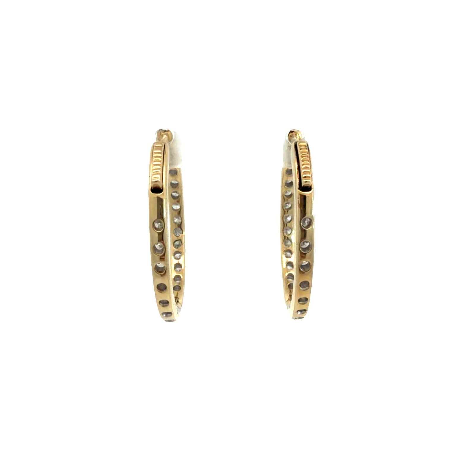 14k Yellow Gold Stamped and 0.92ctw Diamond Hoop Earrings3