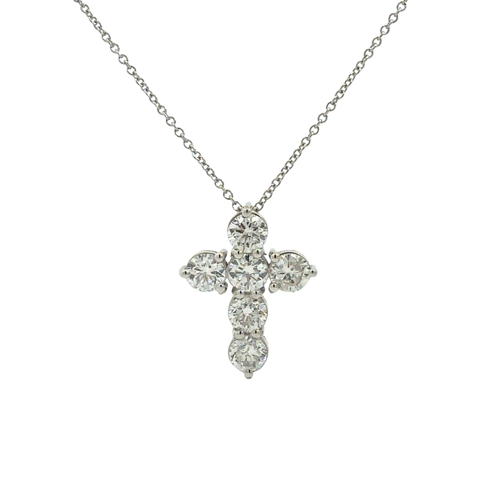 14k White Gold and 2.42cttw Diamond Cross Pendant Necklace0