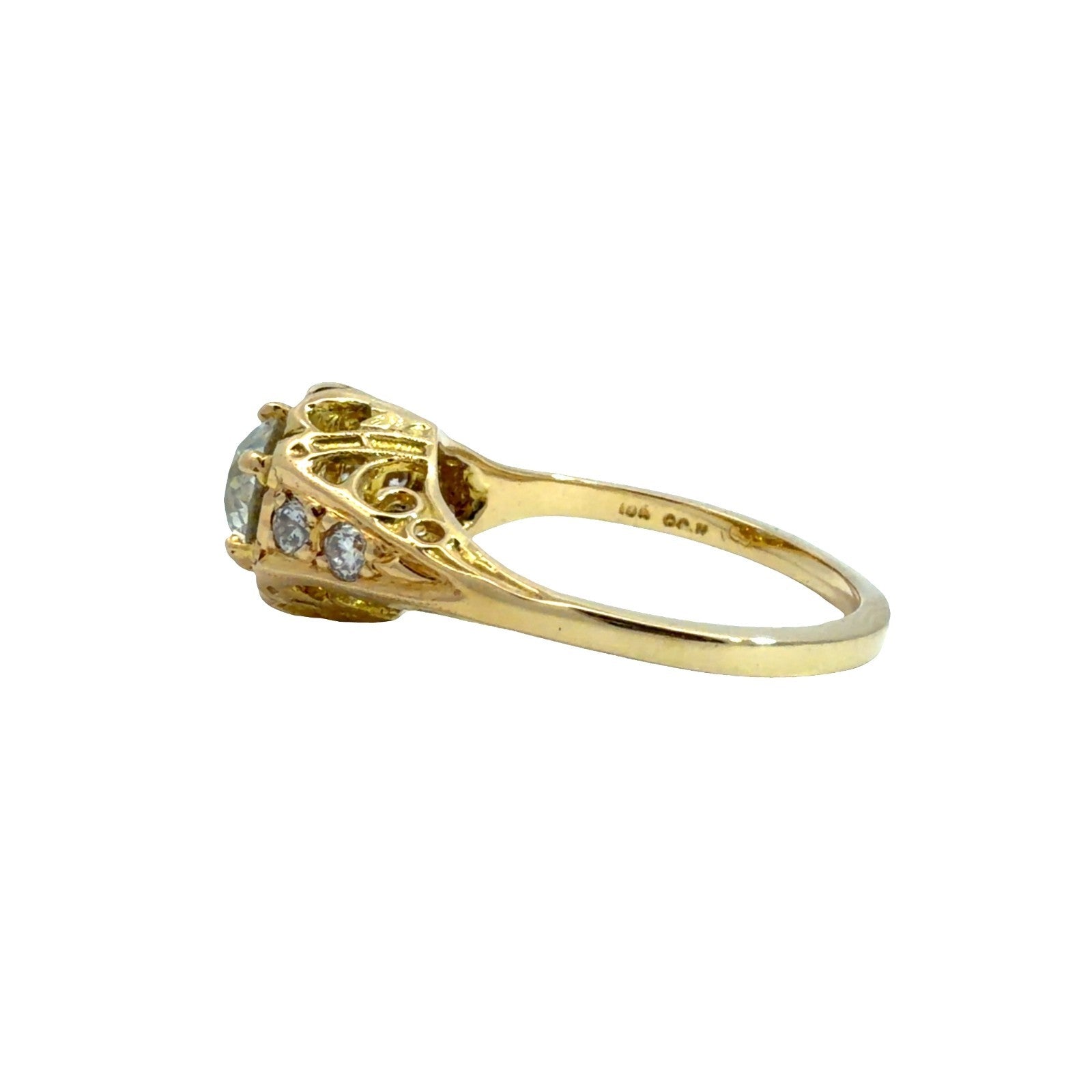 Vintage 18k Yellow Gold Ring with Belcher Set 1.25ctw Diamond4