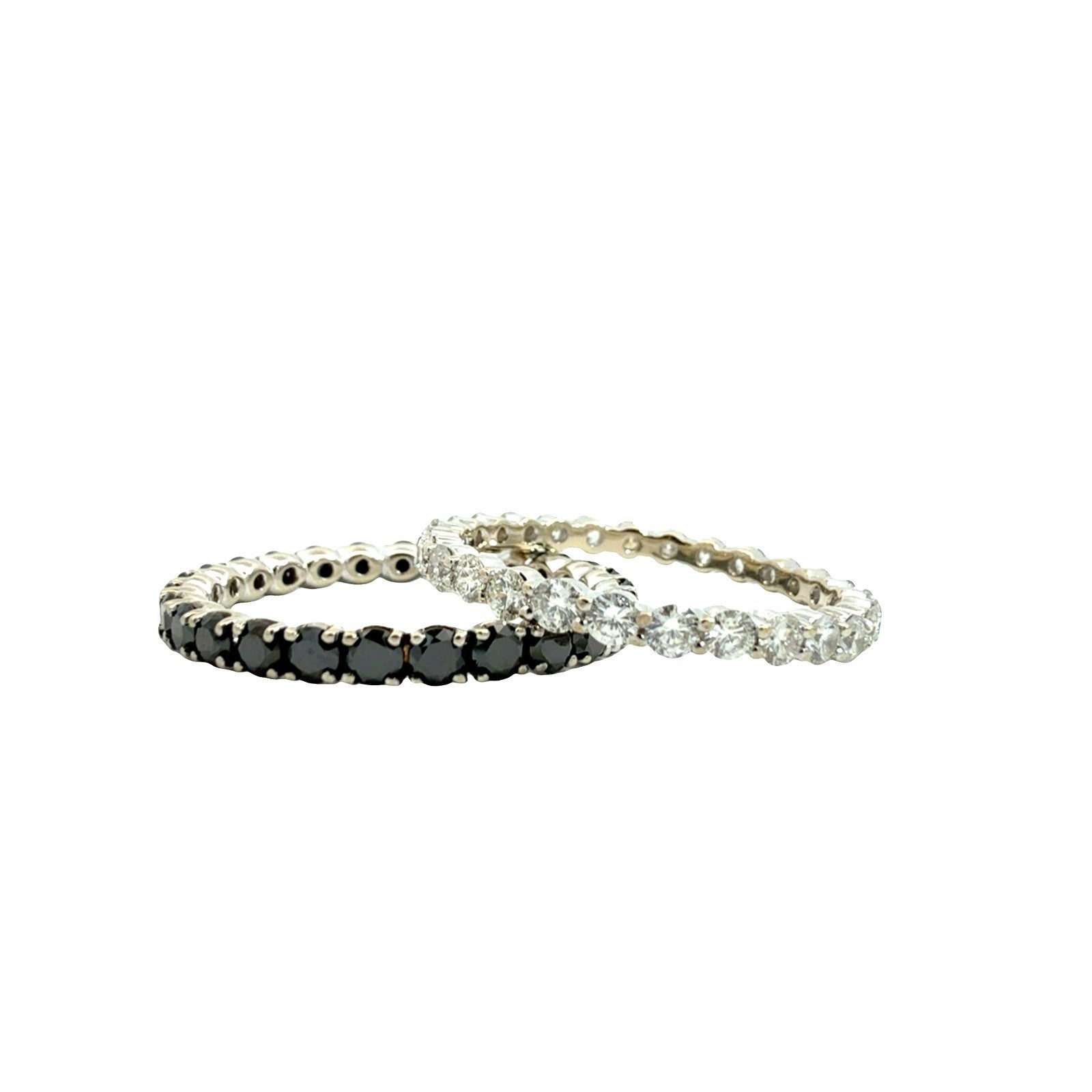 18k White Gold Black and White 2.02cttw Diamond Eternity Band Set1
