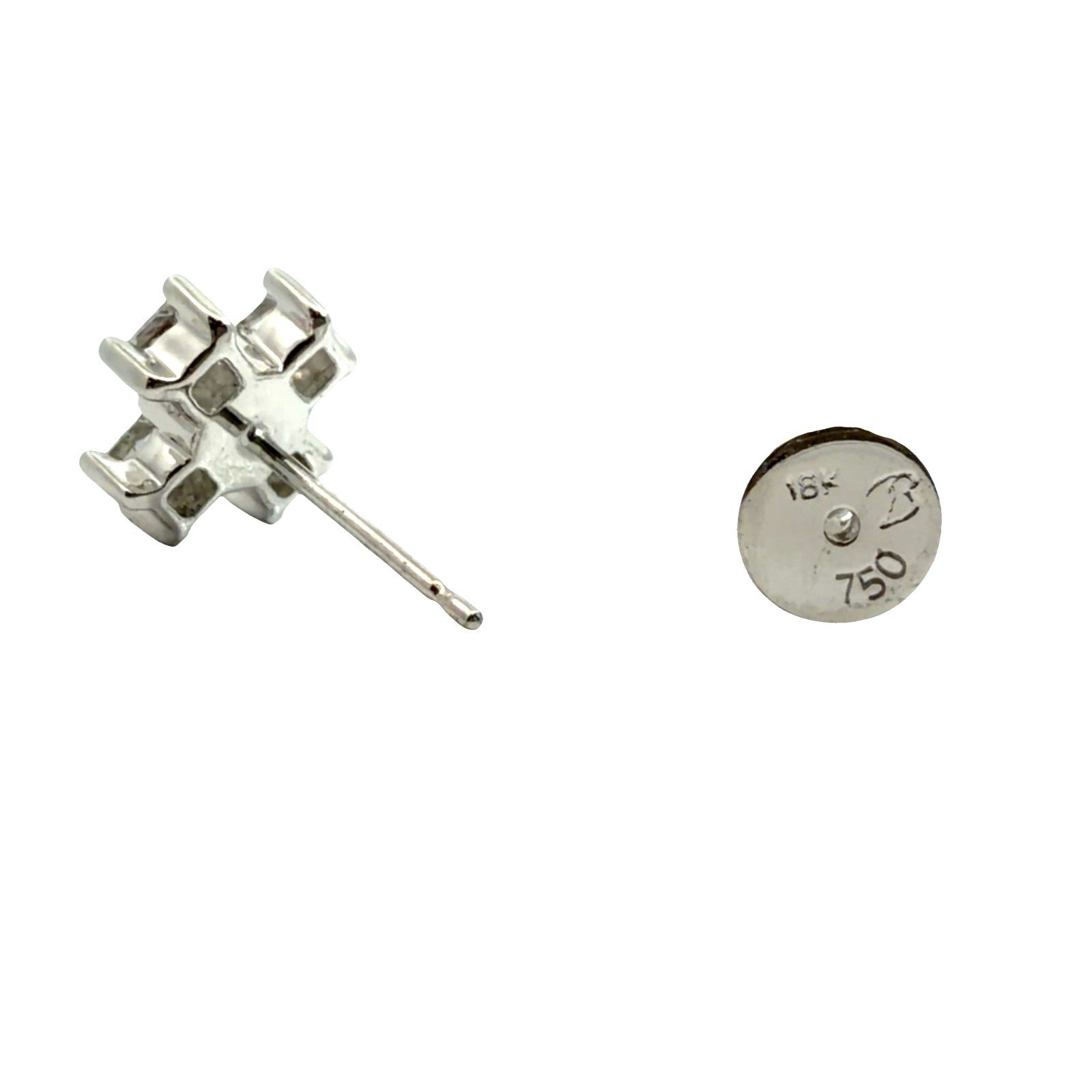 18k White Gold 0.80ctw Princess Cut Diamond Cross Earrings1