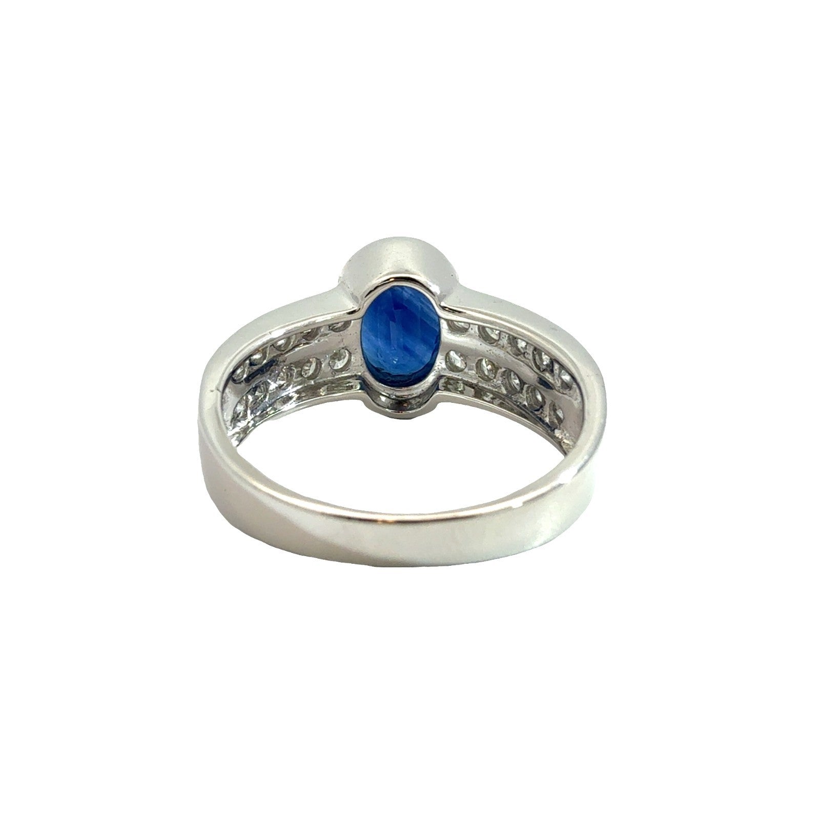 14k White Gold 0.57ctw Diamond and 1.48ctw Oval Sapphire Ring Size 63