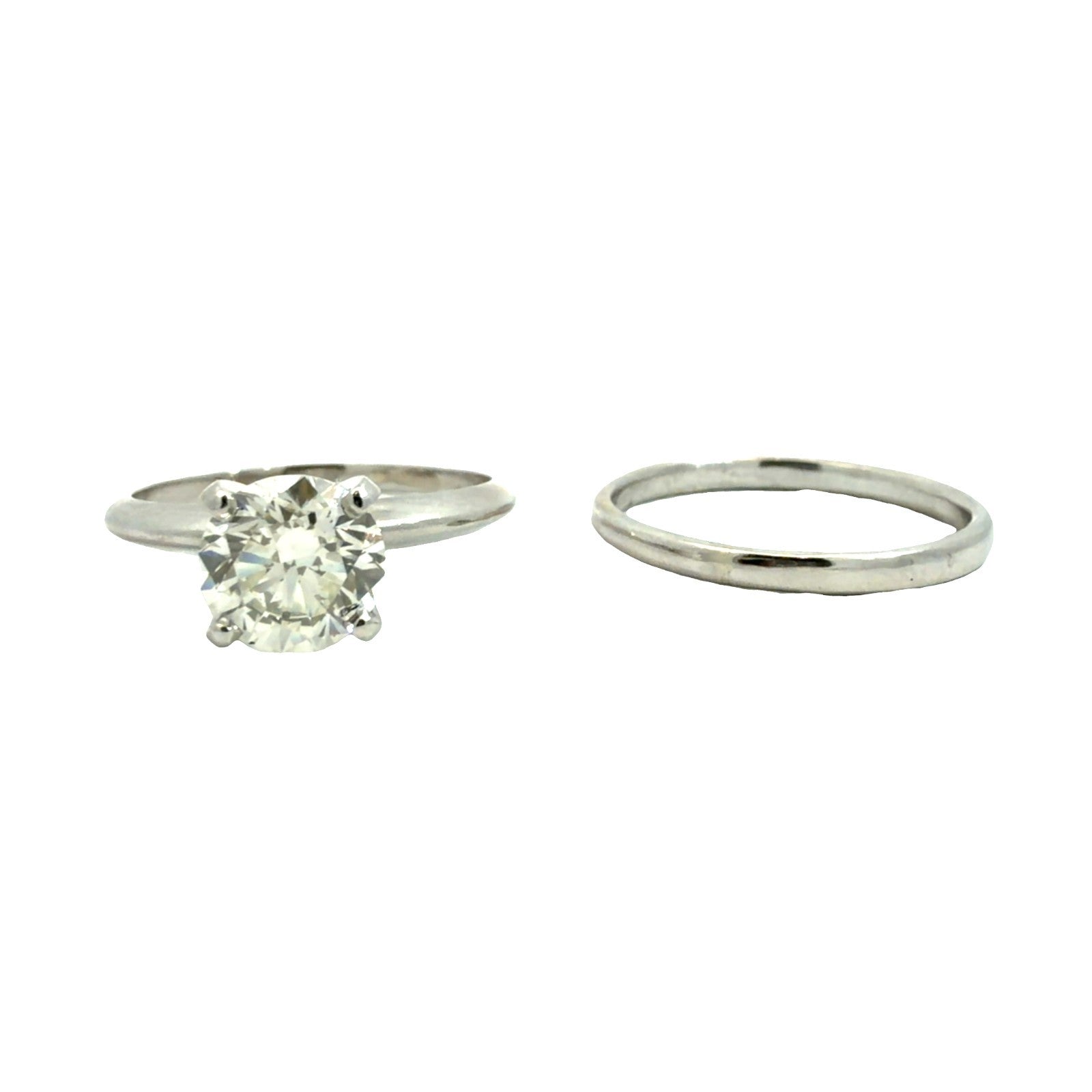 Platinum Wedding Ring Set with Solitaire Round Cut 1.50cttw Diamond Size 71