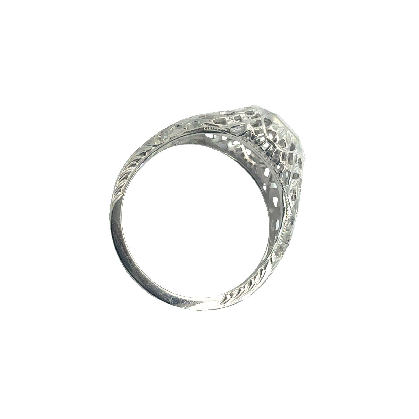 Vintage 18k White Gold Solitaire Euro Cut 0.58ctw Diamond Engagement Ring Size 66