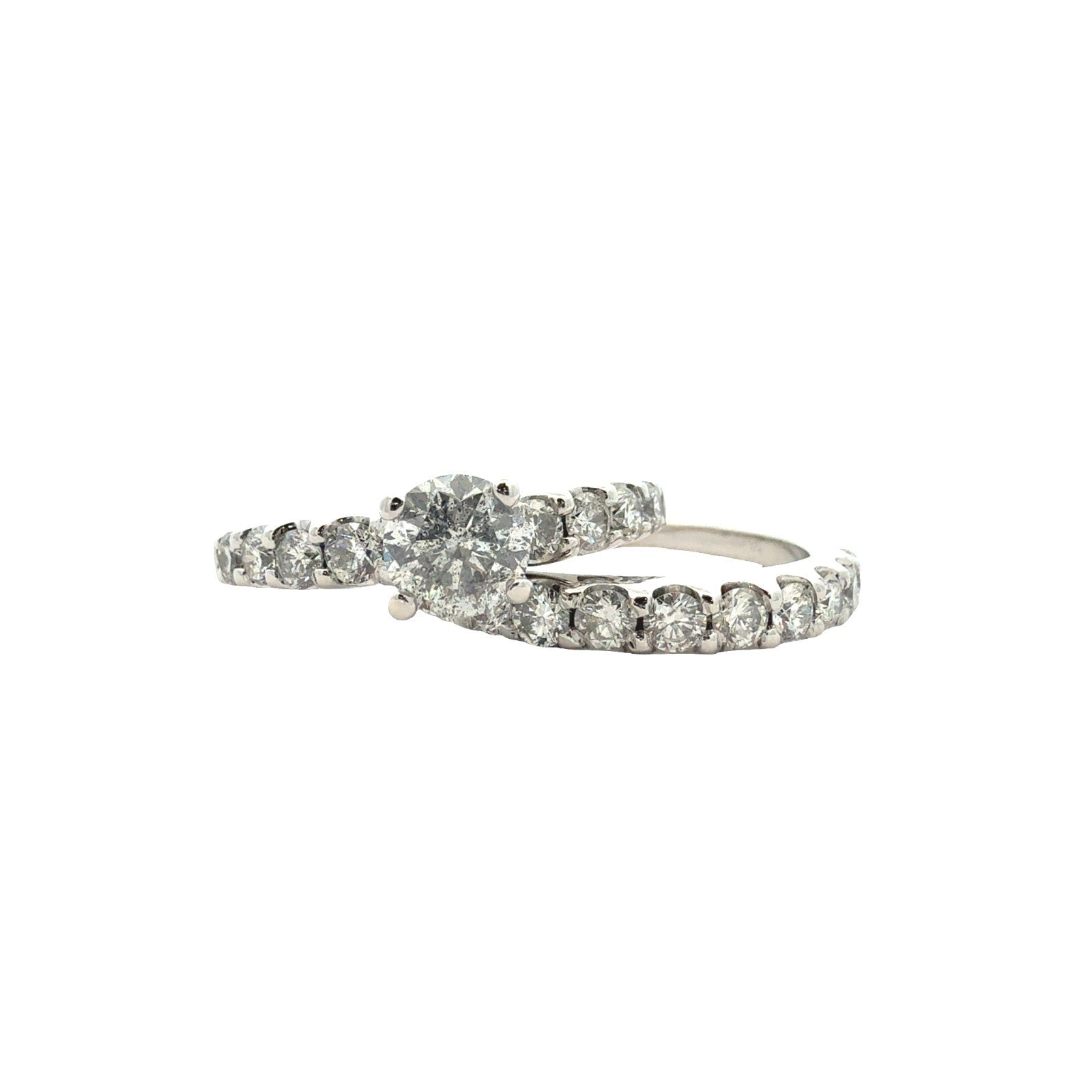 14k White Gold and 1.48ctw (0.58ctw) Diamond Bridal Set Size 6.751