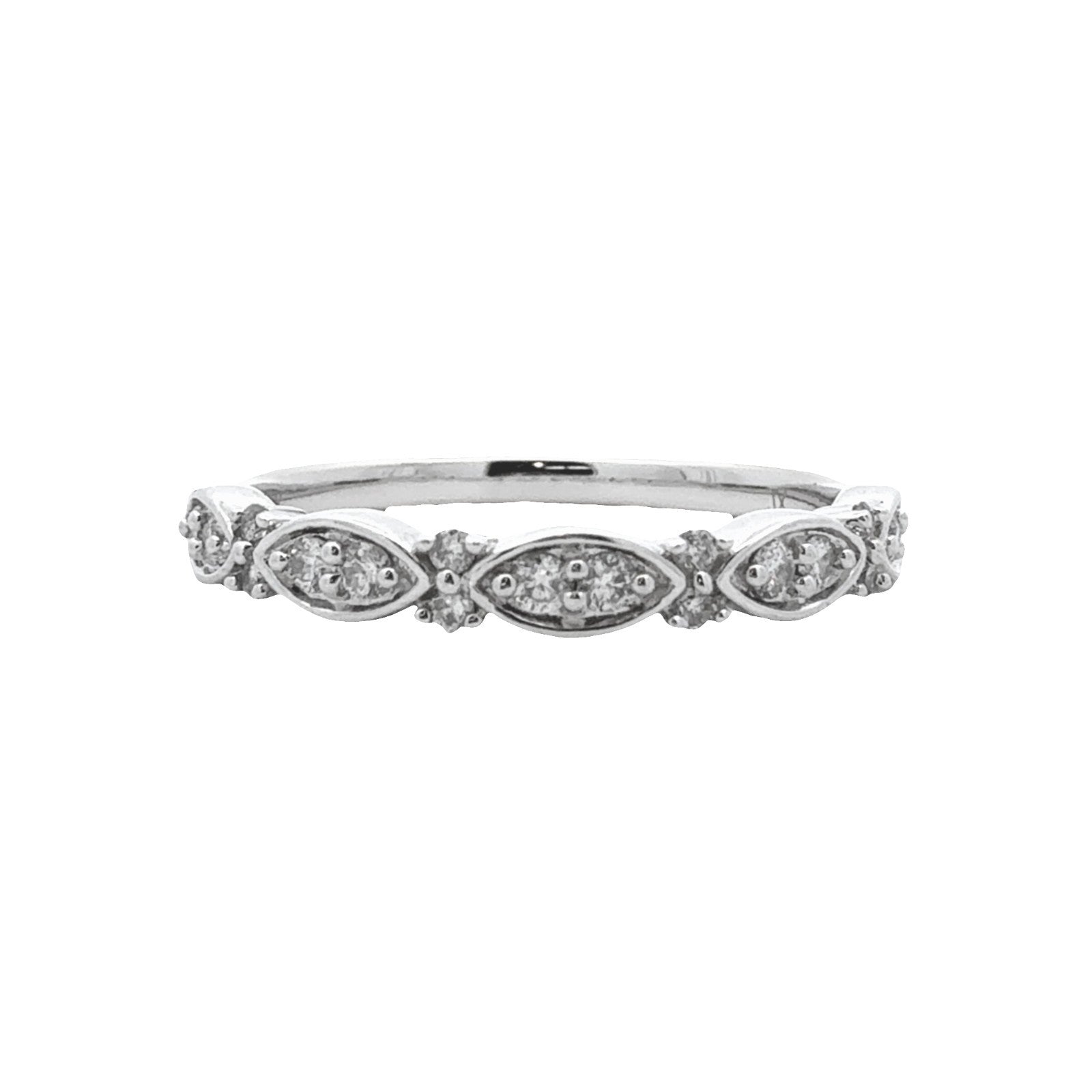 Vintage 10k White Gold 0.22ctw Diamond Band Size 70