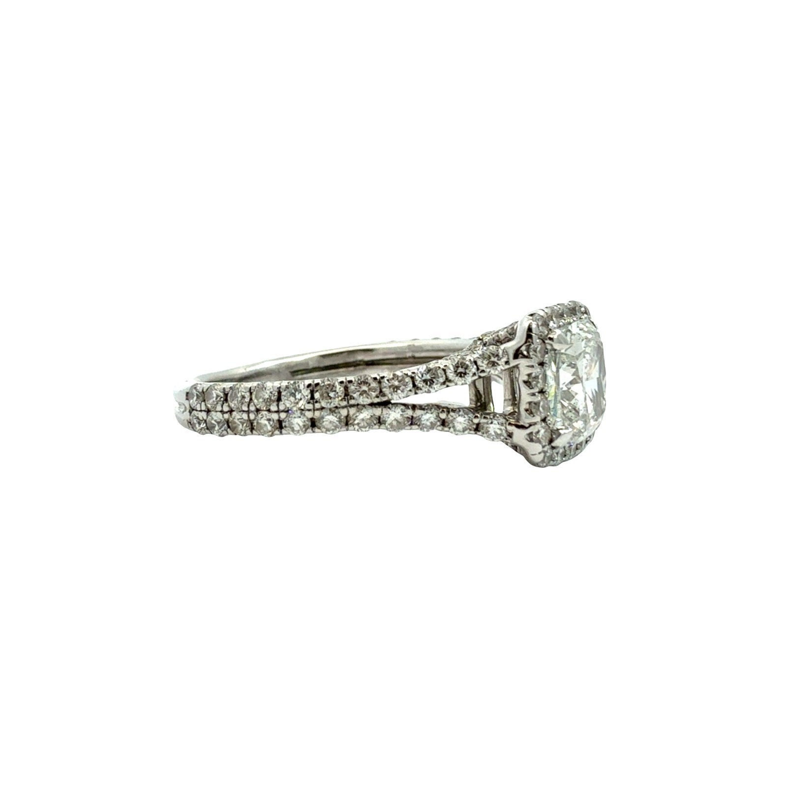 14k White Gold Split Shank 1.83cttw (1.02tcw) Diamond Halo Engagement Ring4