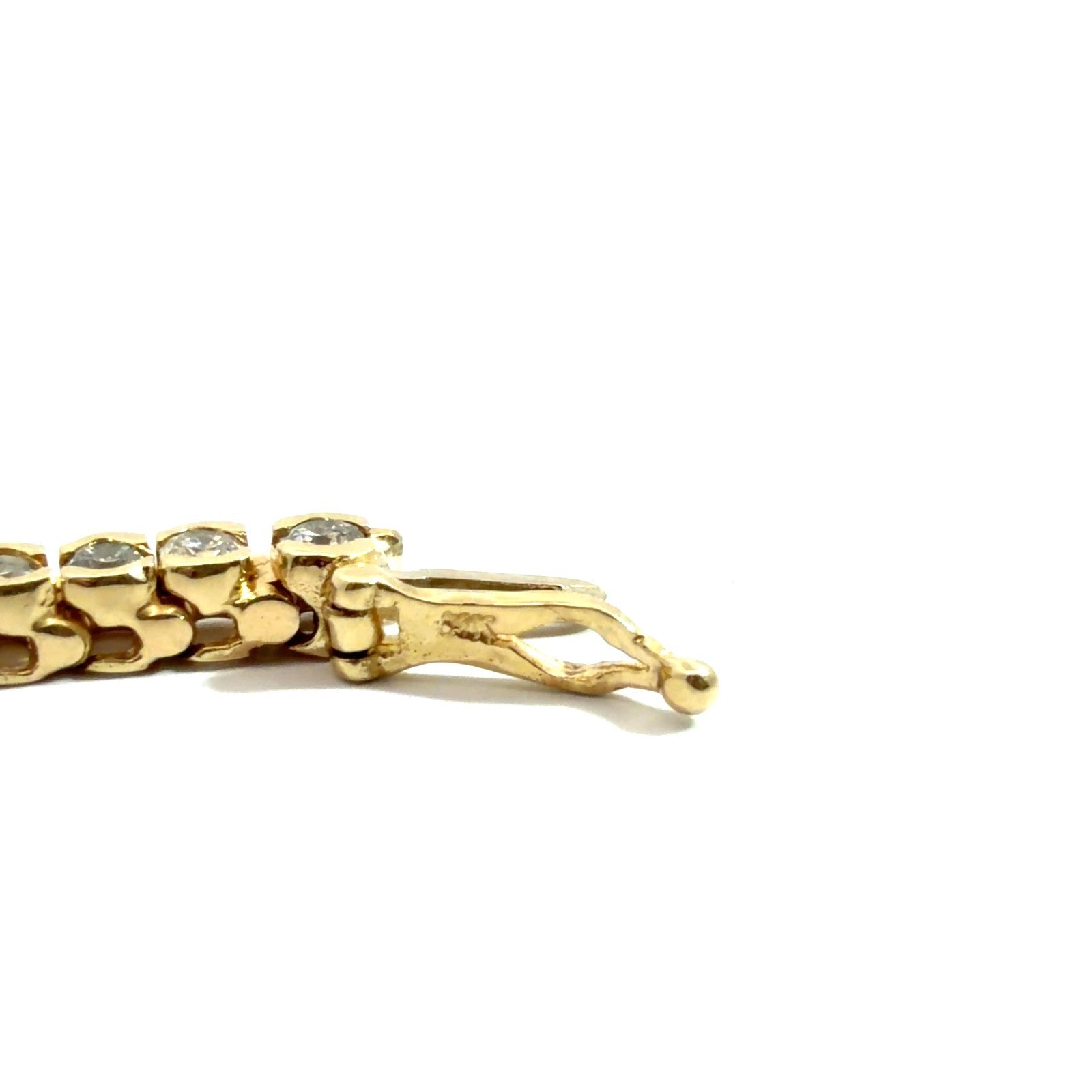 Stamped 14k Yellow Gold Half Bezel 3.30cttw Diamond Tennis Bracelet 7"5