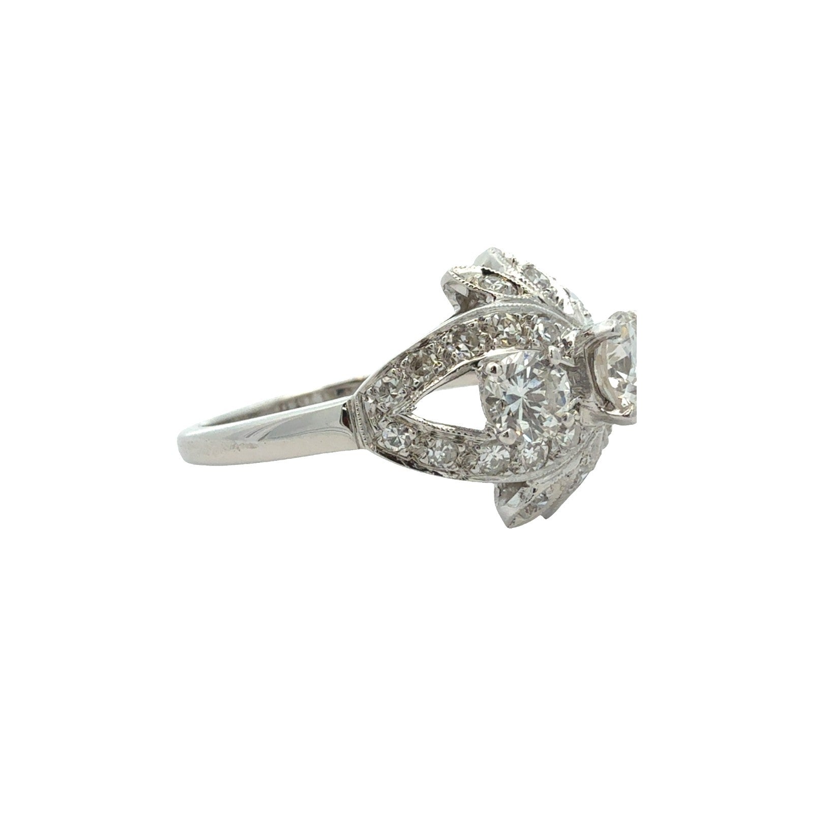 14k White Gold and 1.37ctw Cluster Diamond Ring Size 6.53