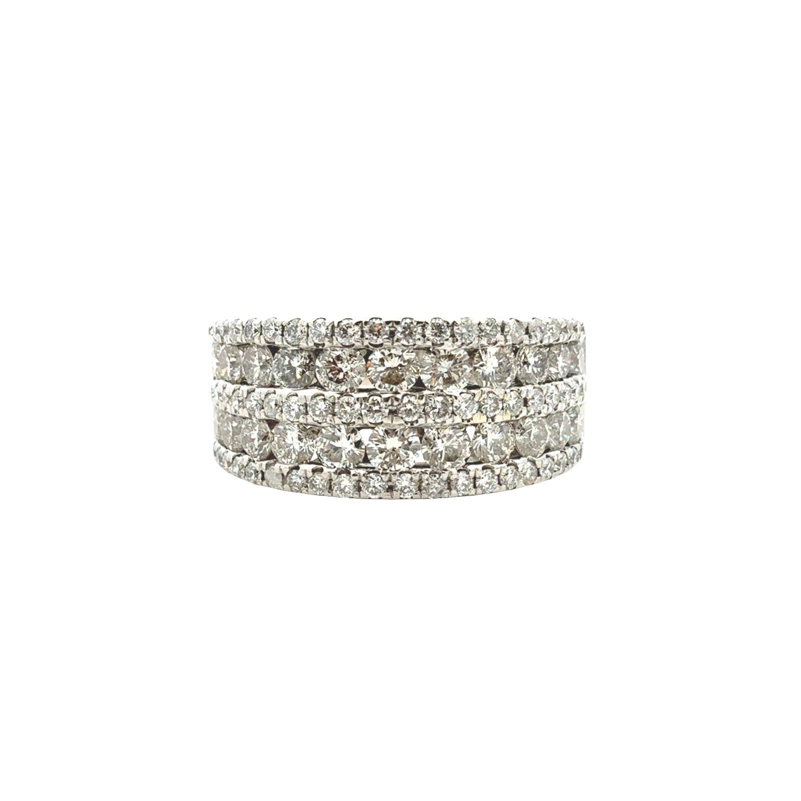 14k White Gold Five-Row 1.55cttw Diamond Band Ring1