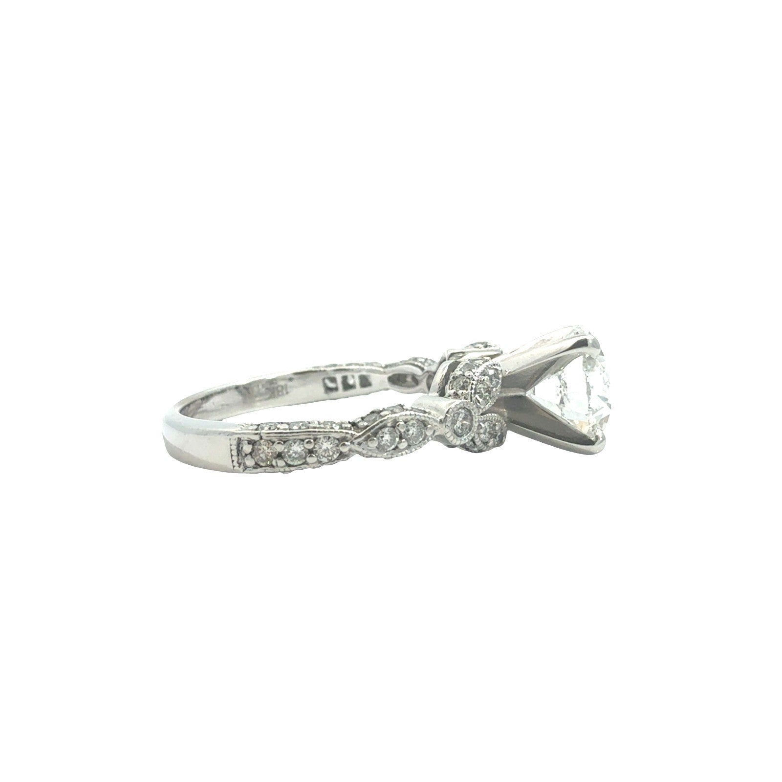 18k White Gold 2.03cttw(1.56tcw) Diamond Vintage-Inspired Engagement Ring 4