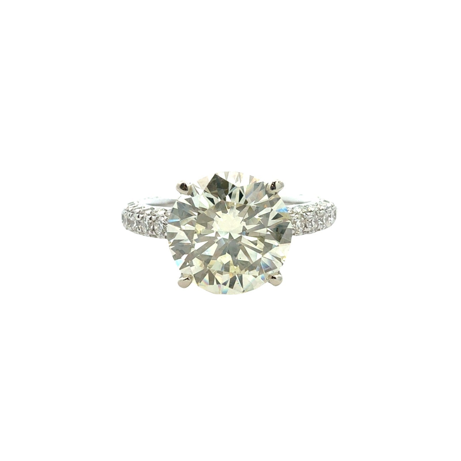 14k White Gold 6.61cttw Round Diamond and Pave Band Engagement Ring1