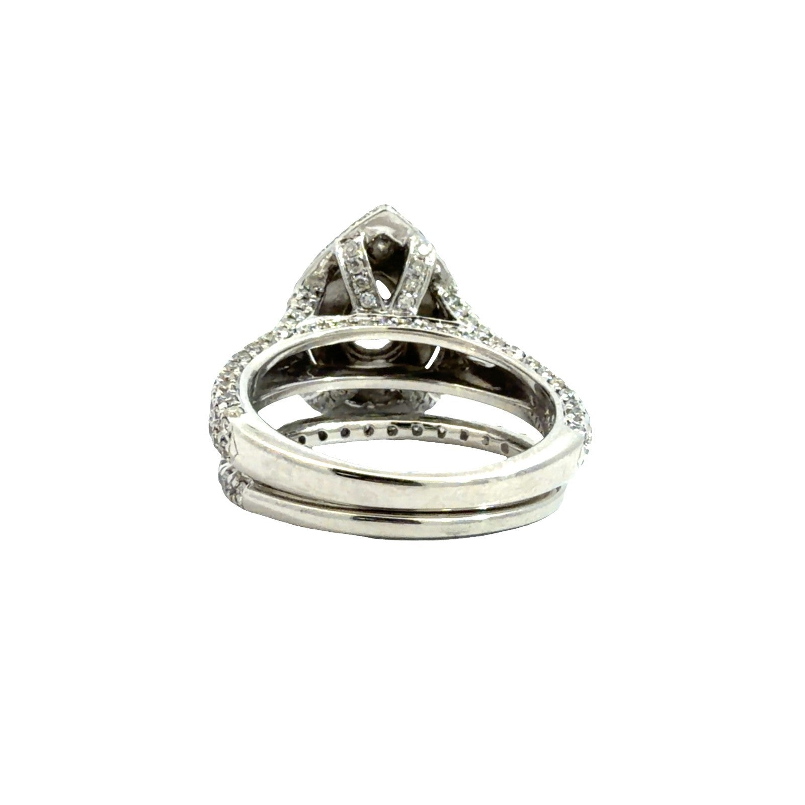 14k White Gold 2.64ctw(0.55ctw) Pear Diamond Halo Engagement Ring Set Size 5.753