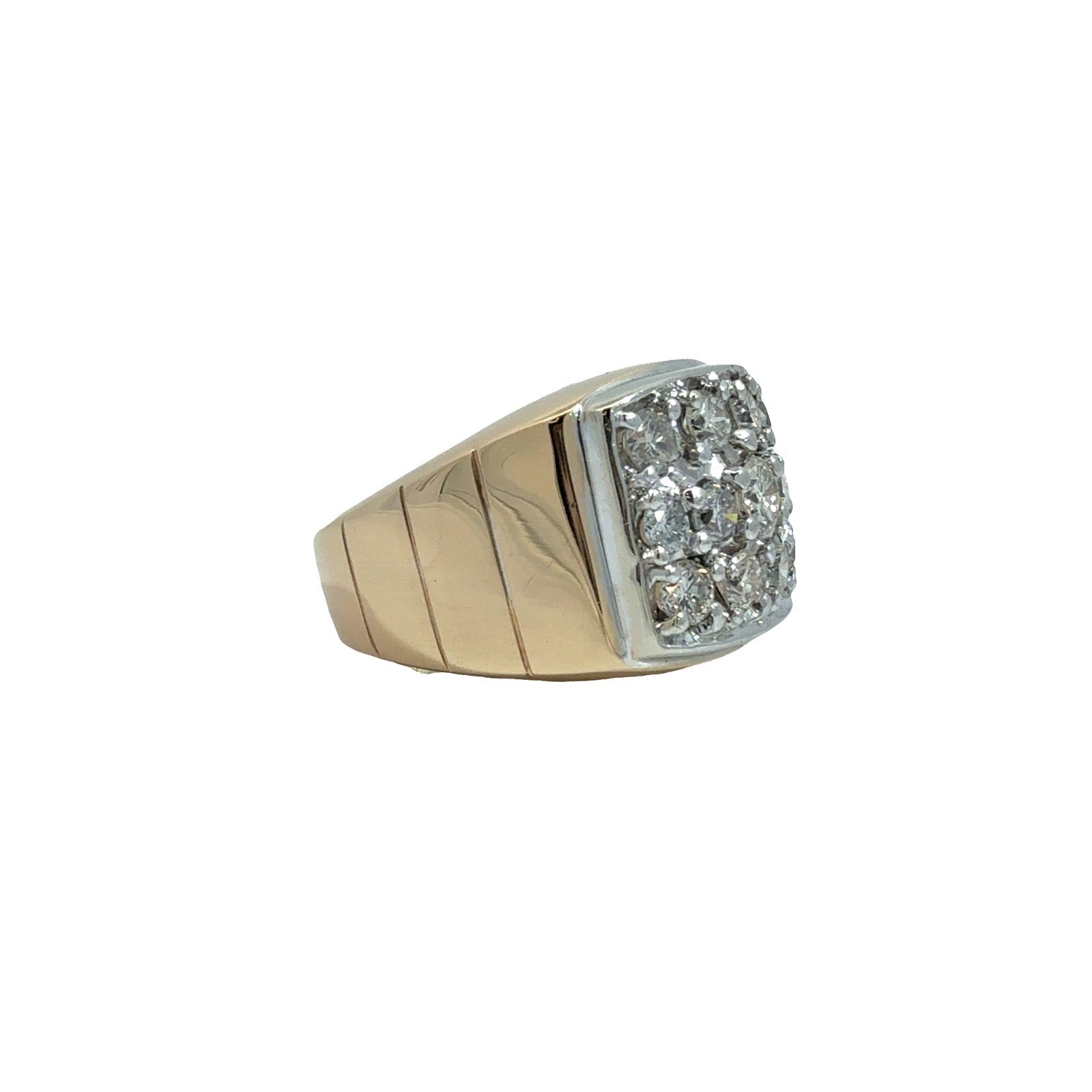 14k Yellow Gold Two Toned 1.80ctw (0.25ctw) Diamond Cluster Cocktail Ring Size 84