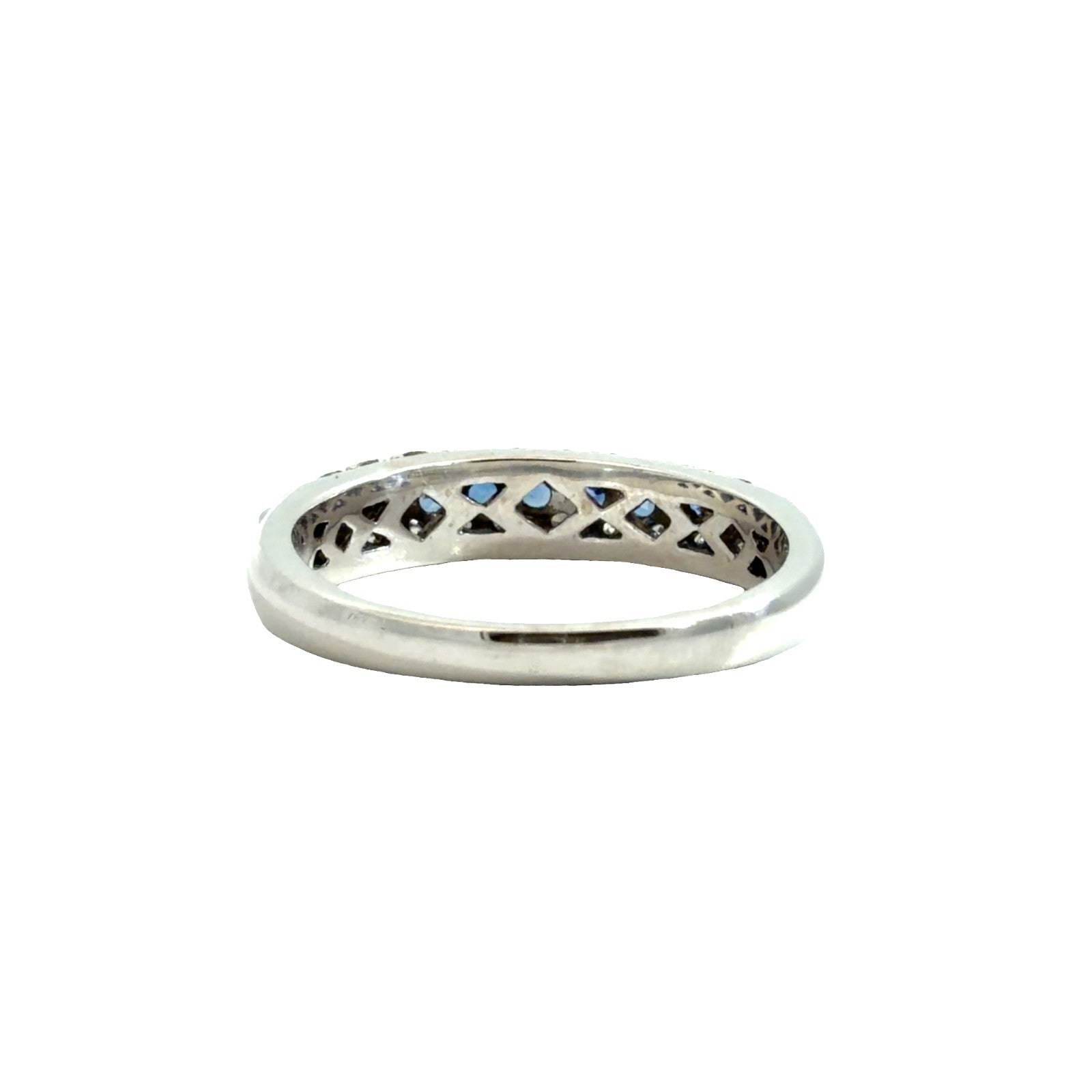 14k White Gold 0.55cttw Sapphire & 0.25cttw Diamond Band Ring Size 72